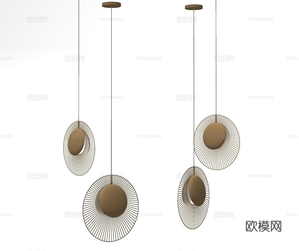 现代金属吊灯su模型下载