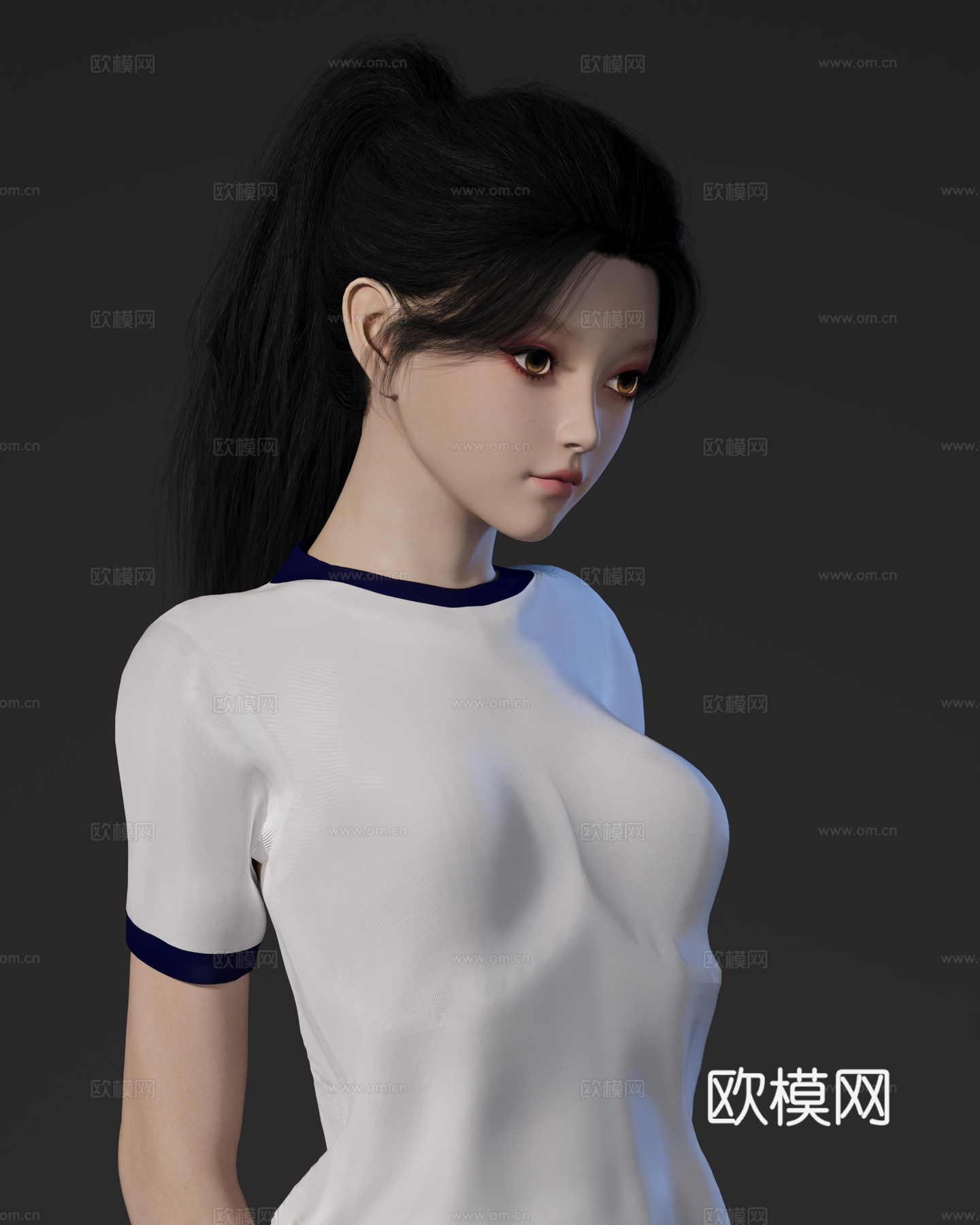 现代校服女孩3d模型