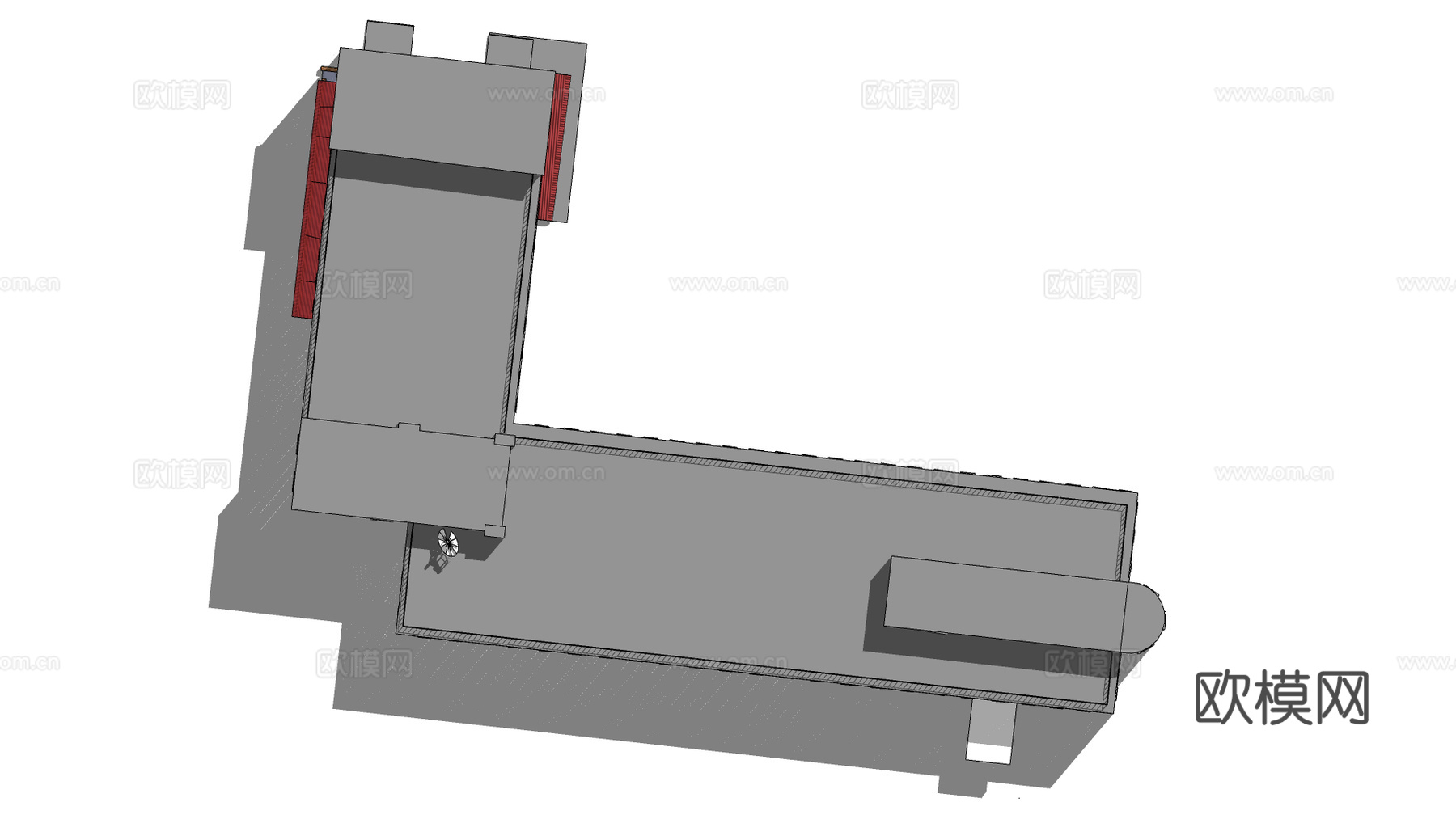 现代厂房建筑外观su模型下载