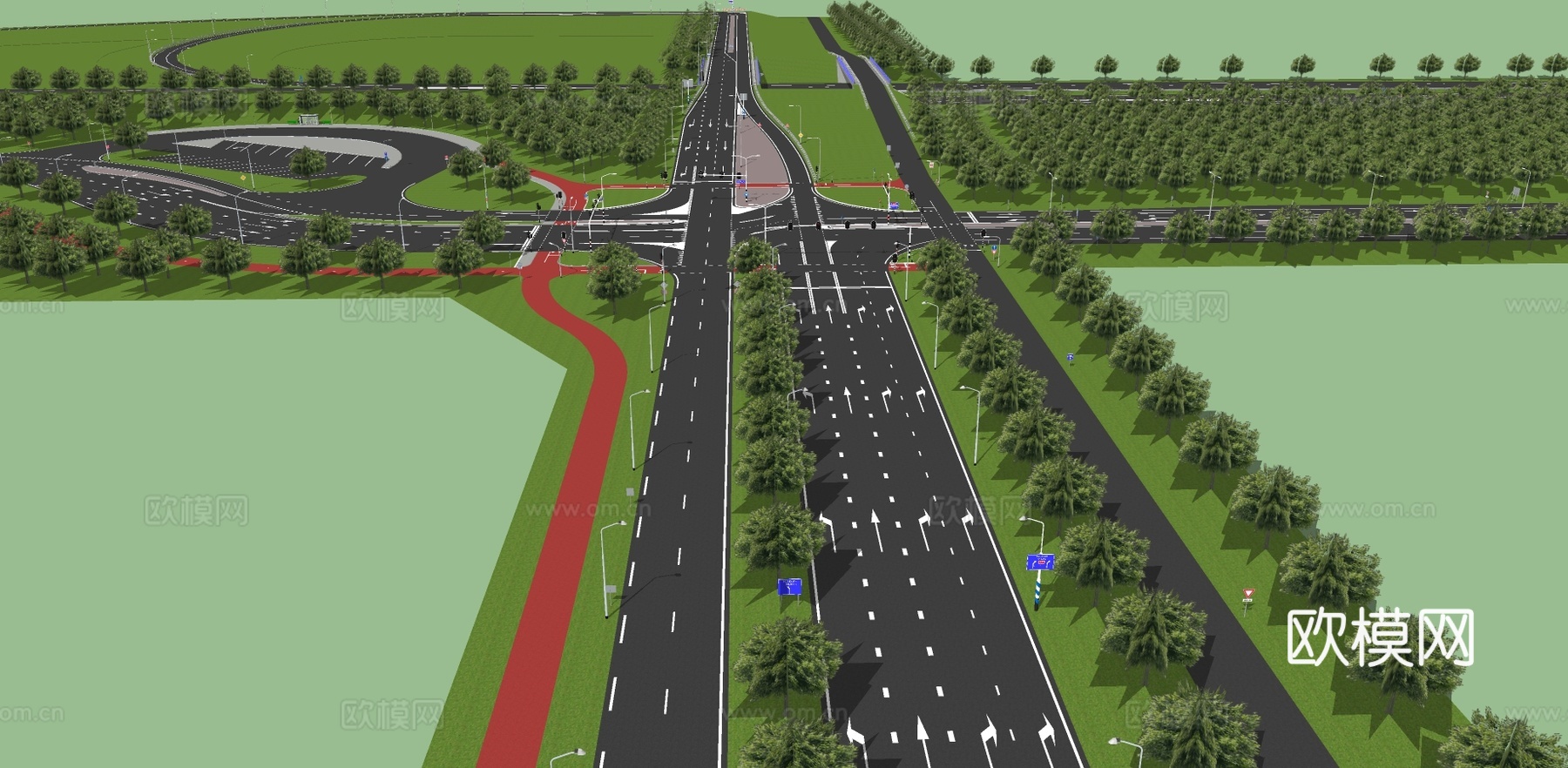 现代市政高速道路su模型下载