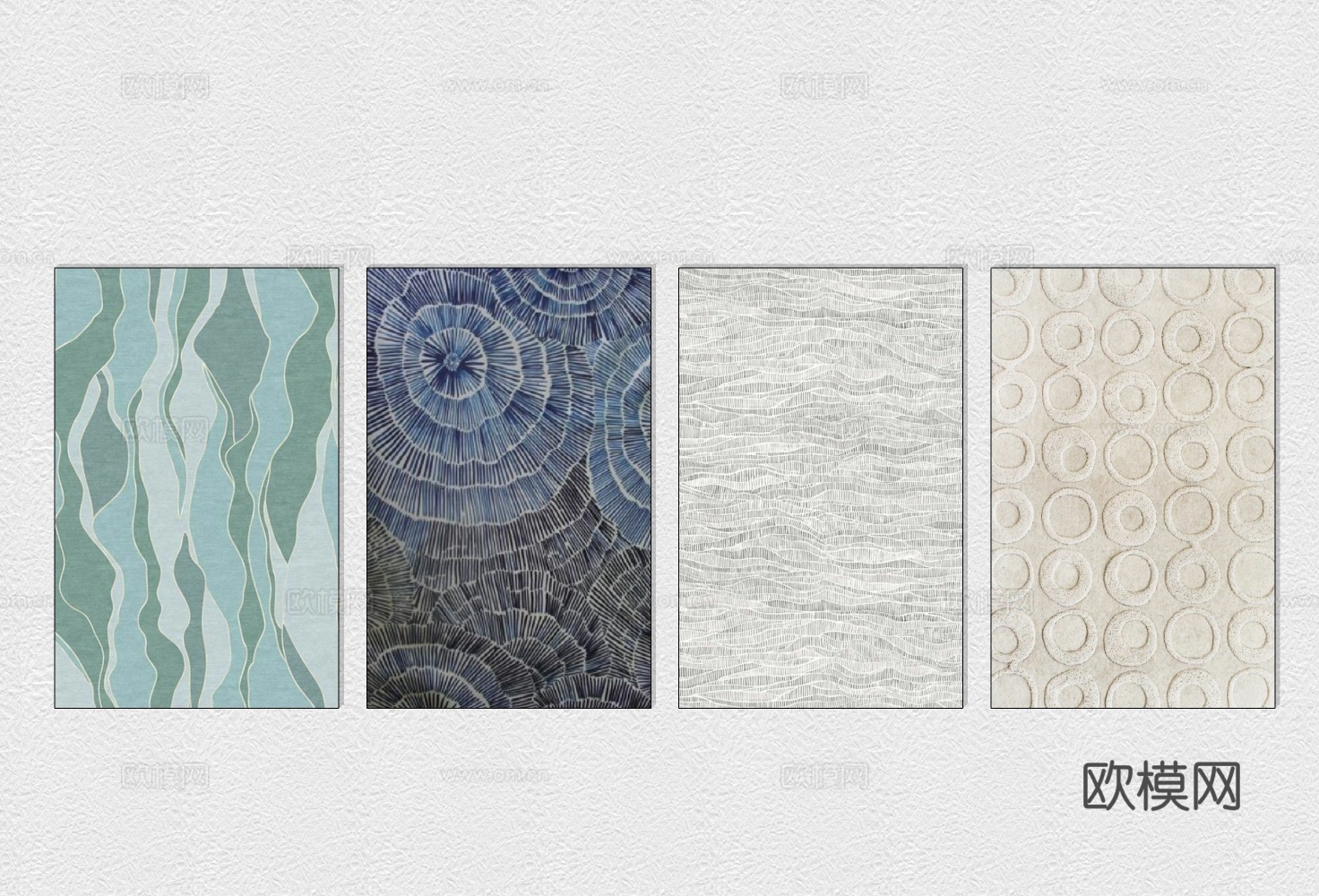 现代布艺地毯su模型下载下载