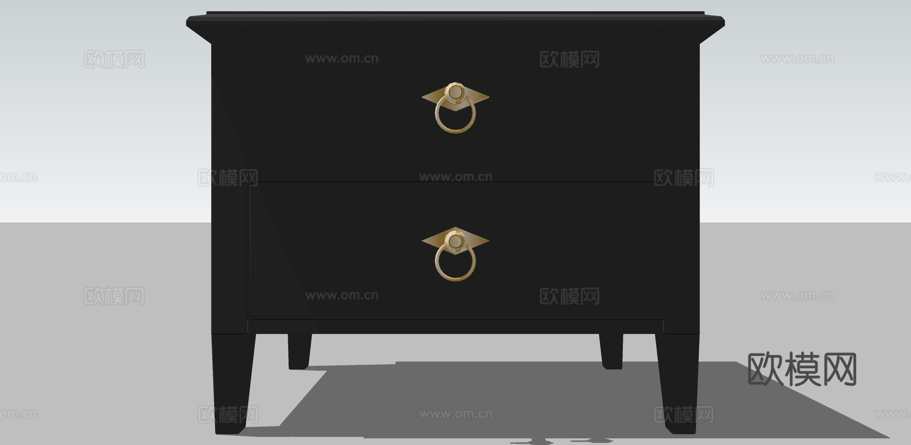 现代方形床头柜su模型下载