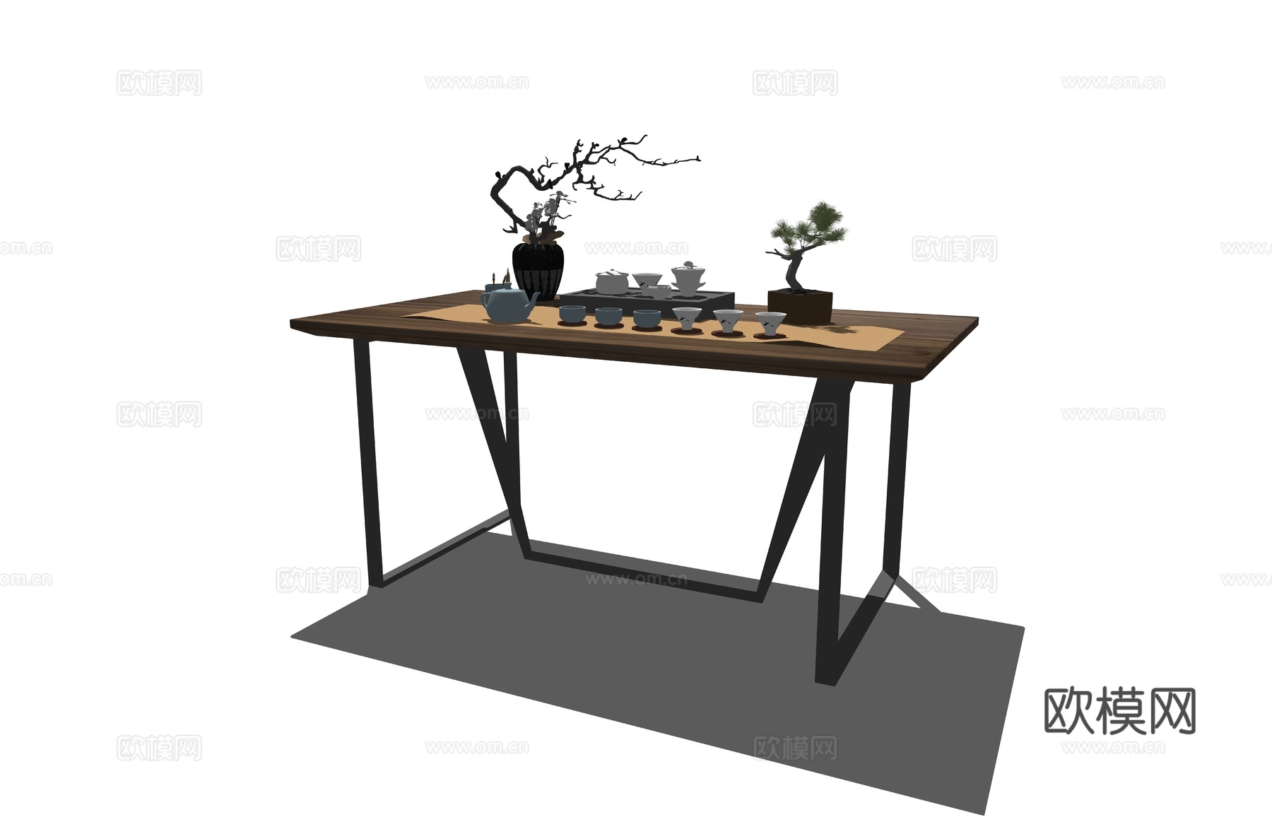 新中式茶壶茶具su模型下载