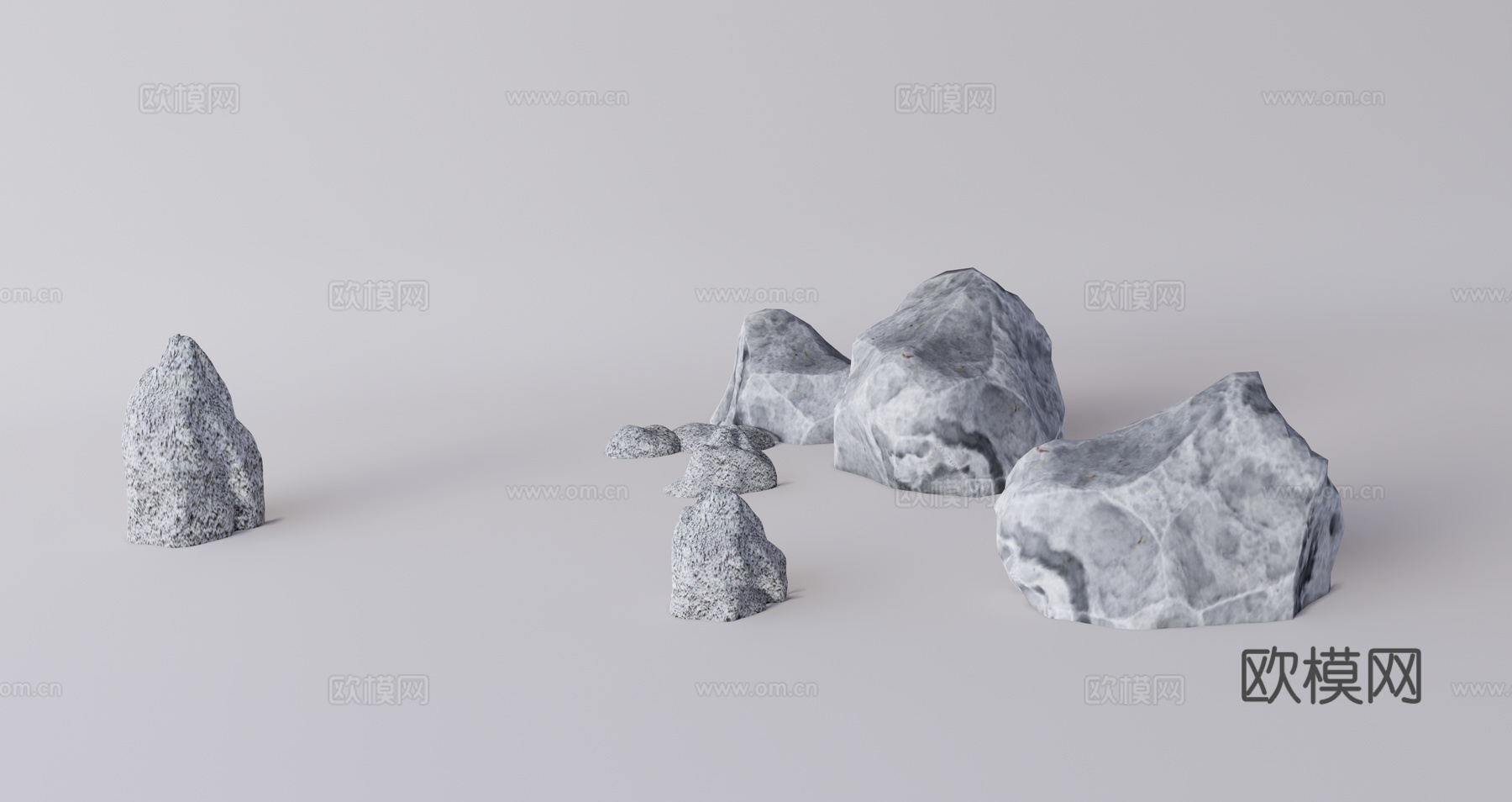自然风景石置石石头su模型下载