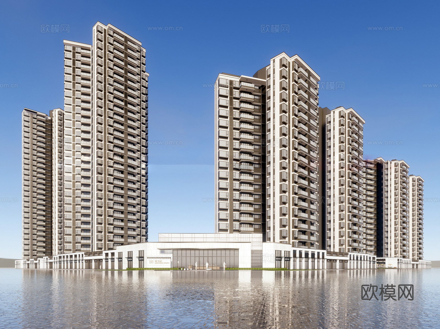 现代住宅小区外观su模型下载