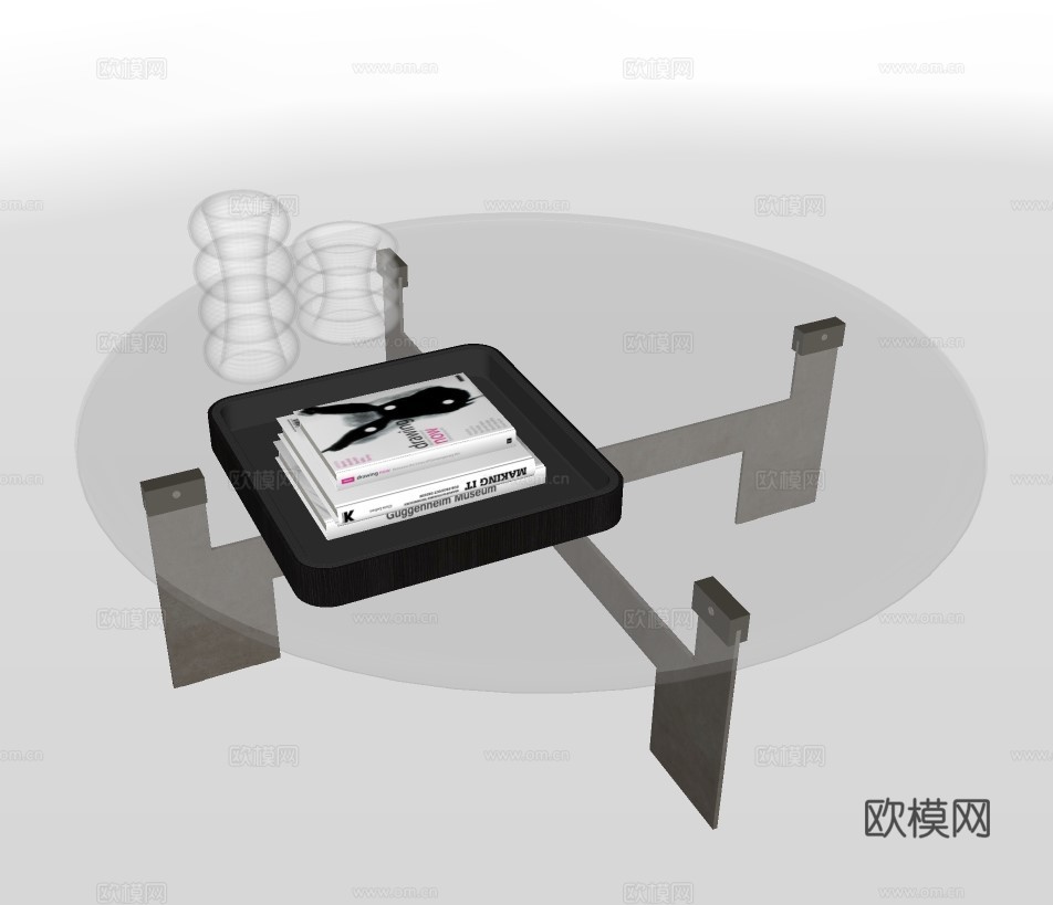 现代茶几su模型下载