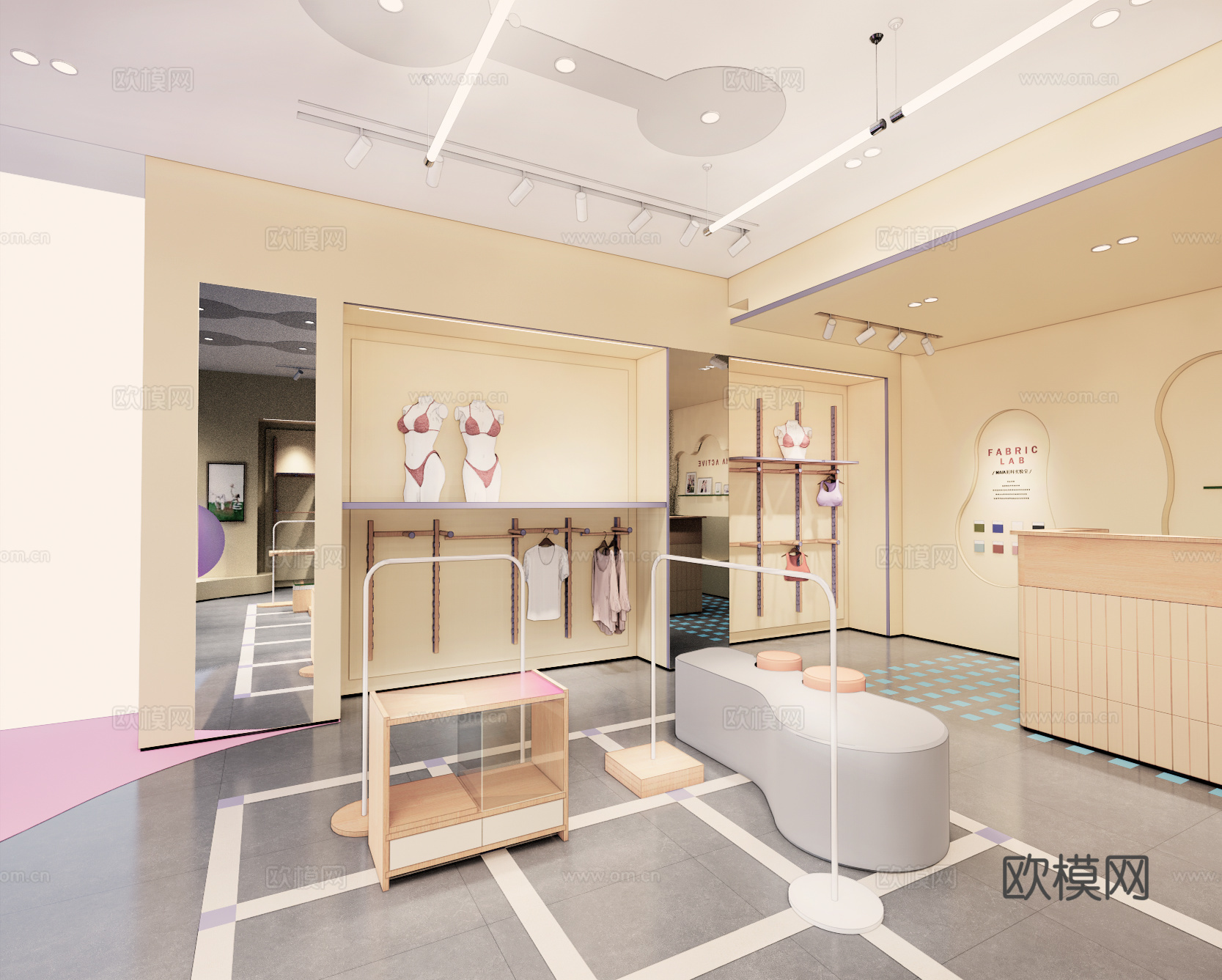 现代服装店su模型下载