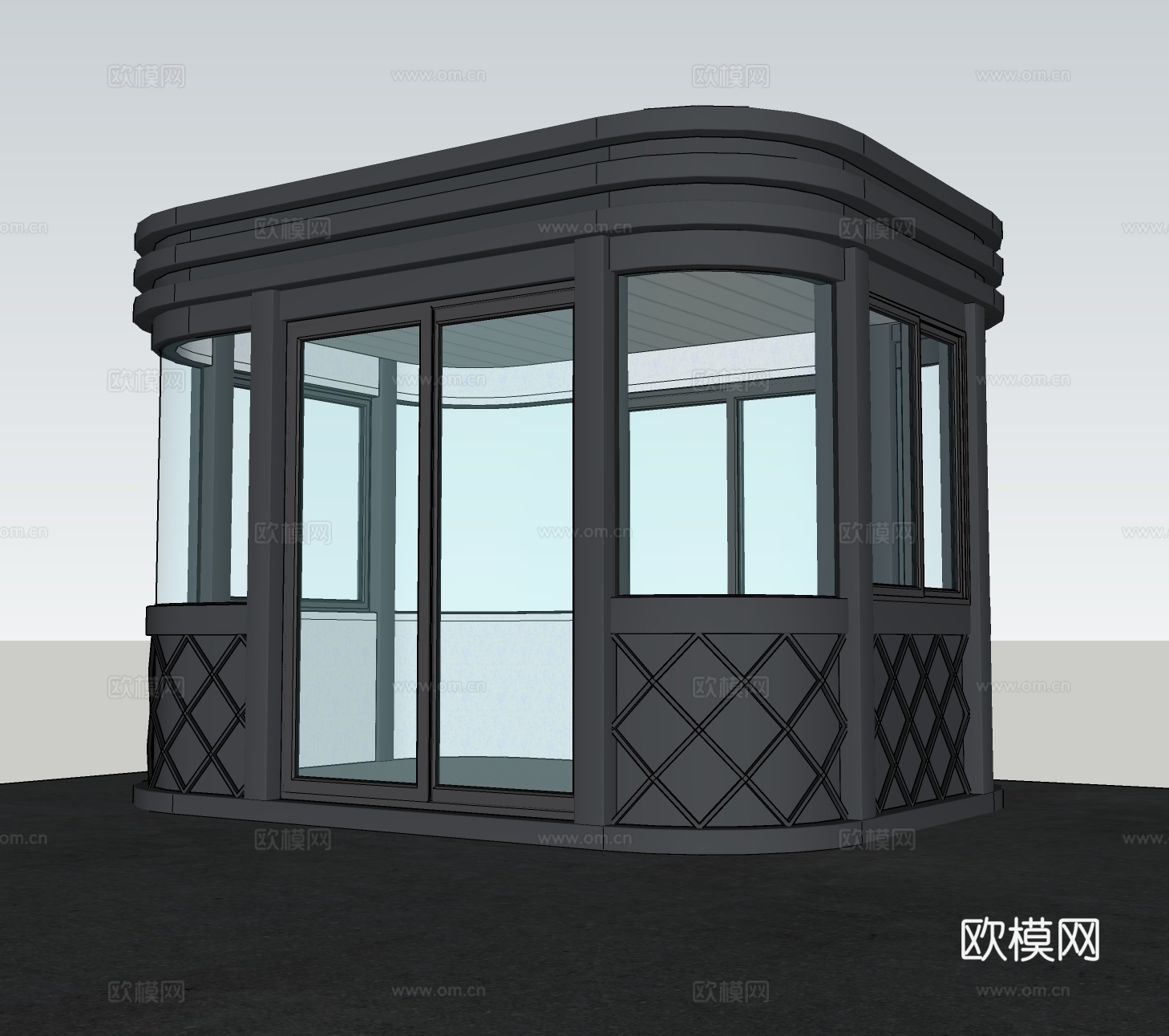 现代门卫室岗亭su模型下载