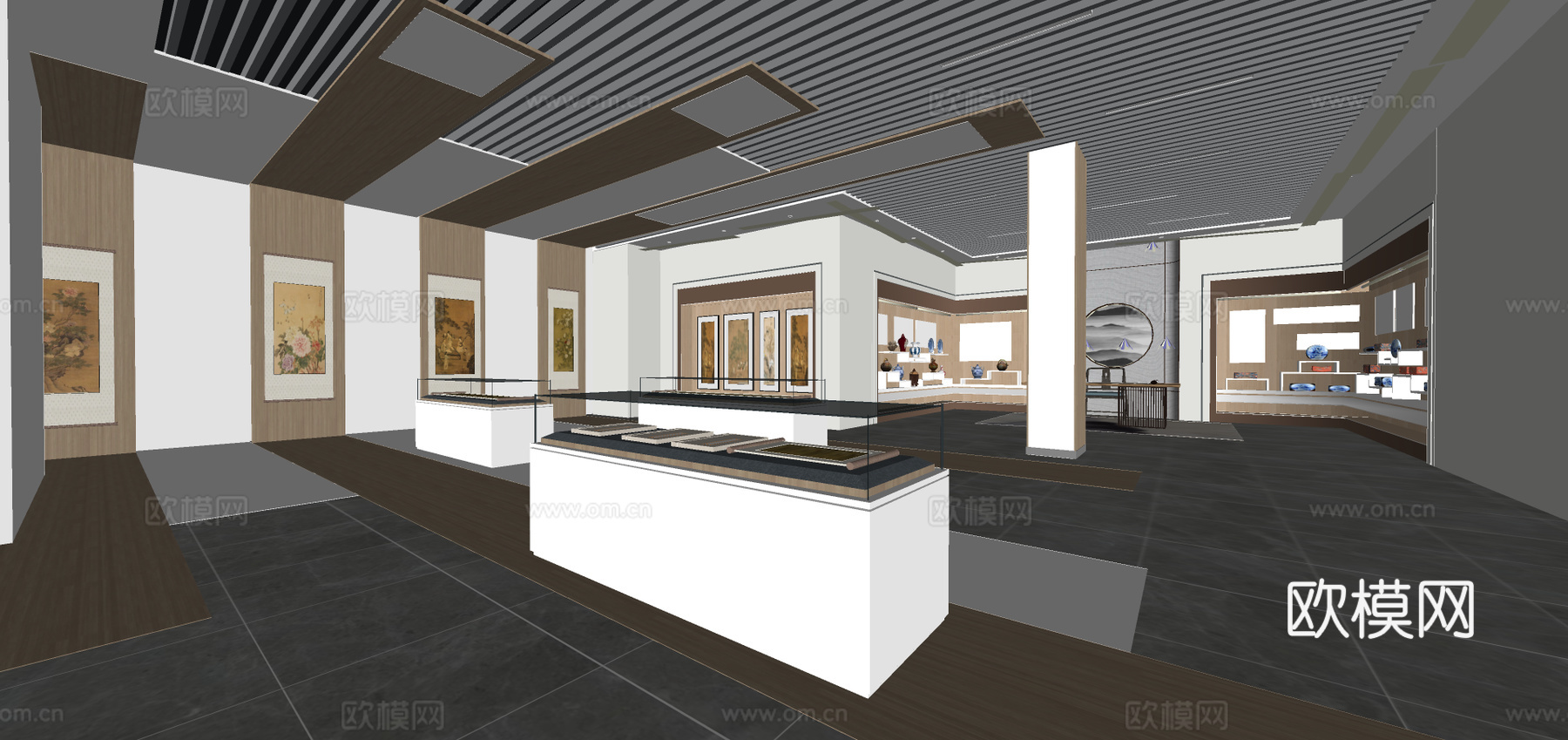 现代博物馆展览馆su模型下载