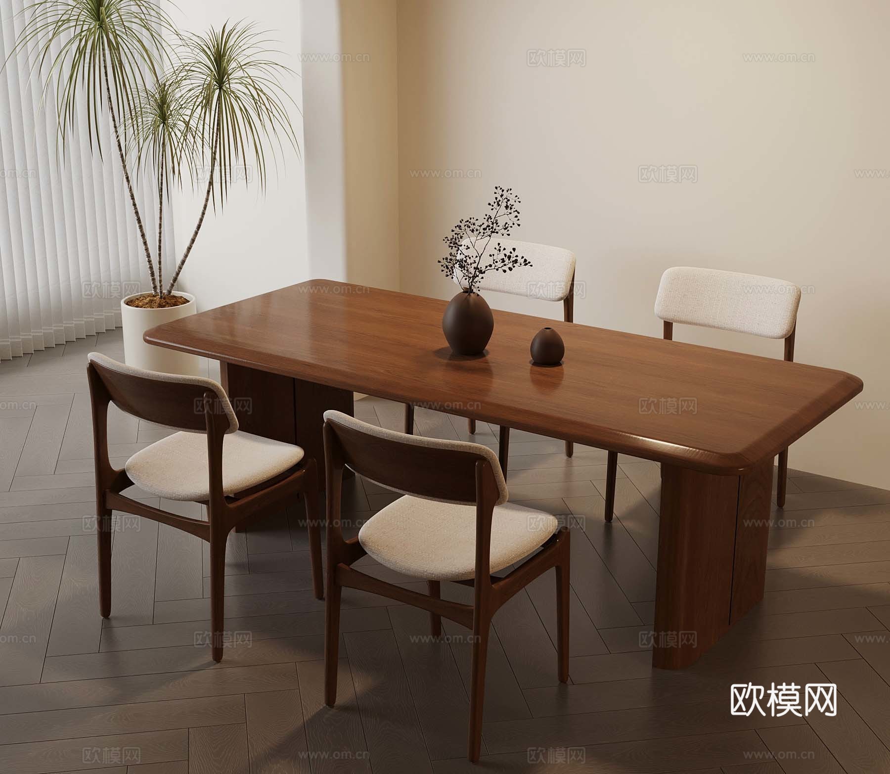 18中古风餐桌椅su模型