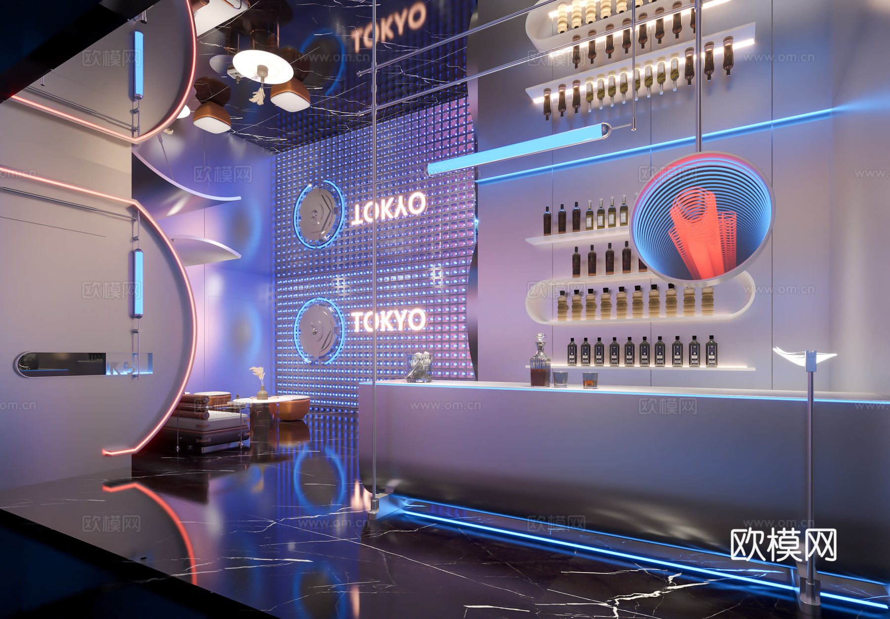 KTV酒吧台休息区3d模型