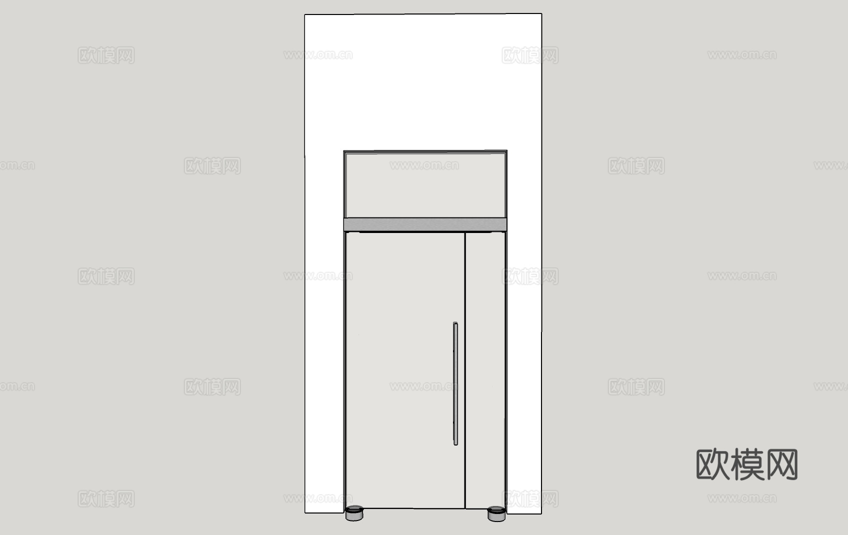 现代玻璃门su模型下载