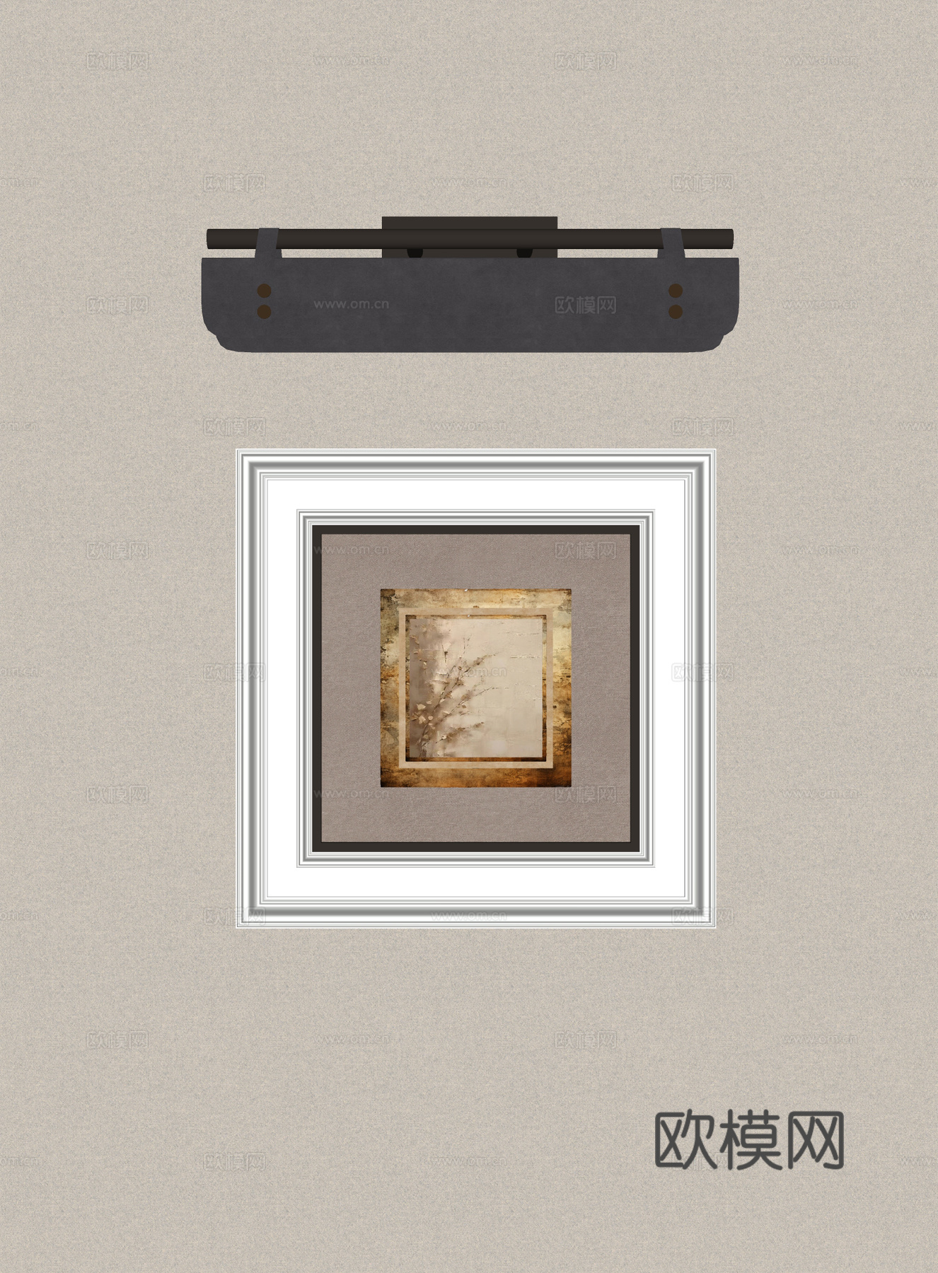 现代古典挂画 客厅挂画 书房挂画 玄关挂画 壁灯 轻奢挂画su模型