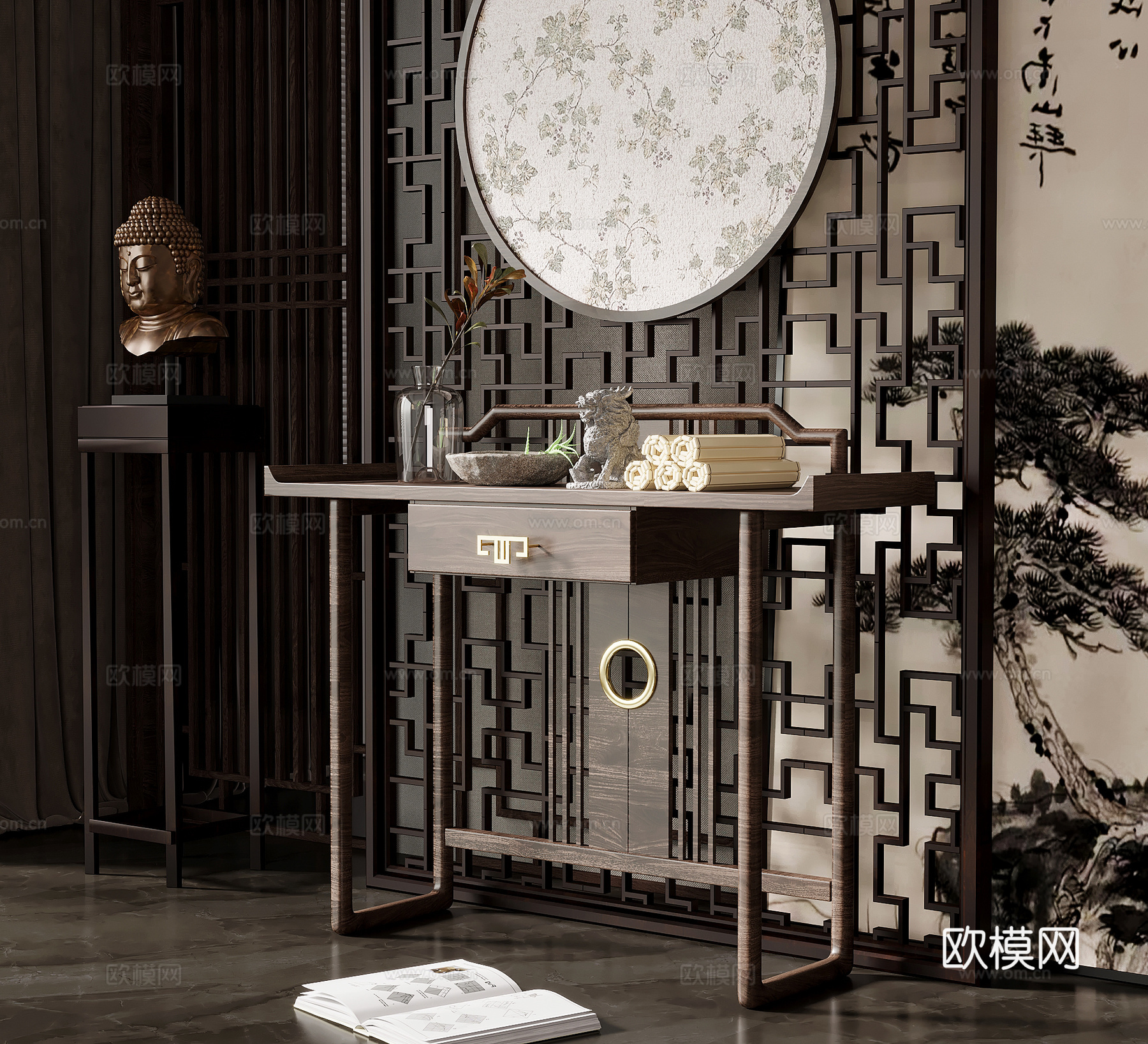 13端景柜 新中式玄关柜 端景柜3d模型