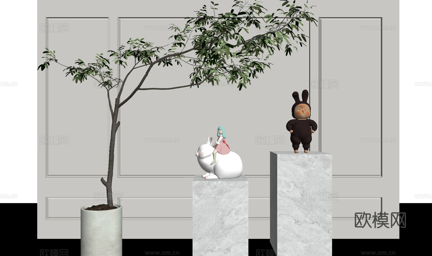 现代创意雕塑摆件su模型下载