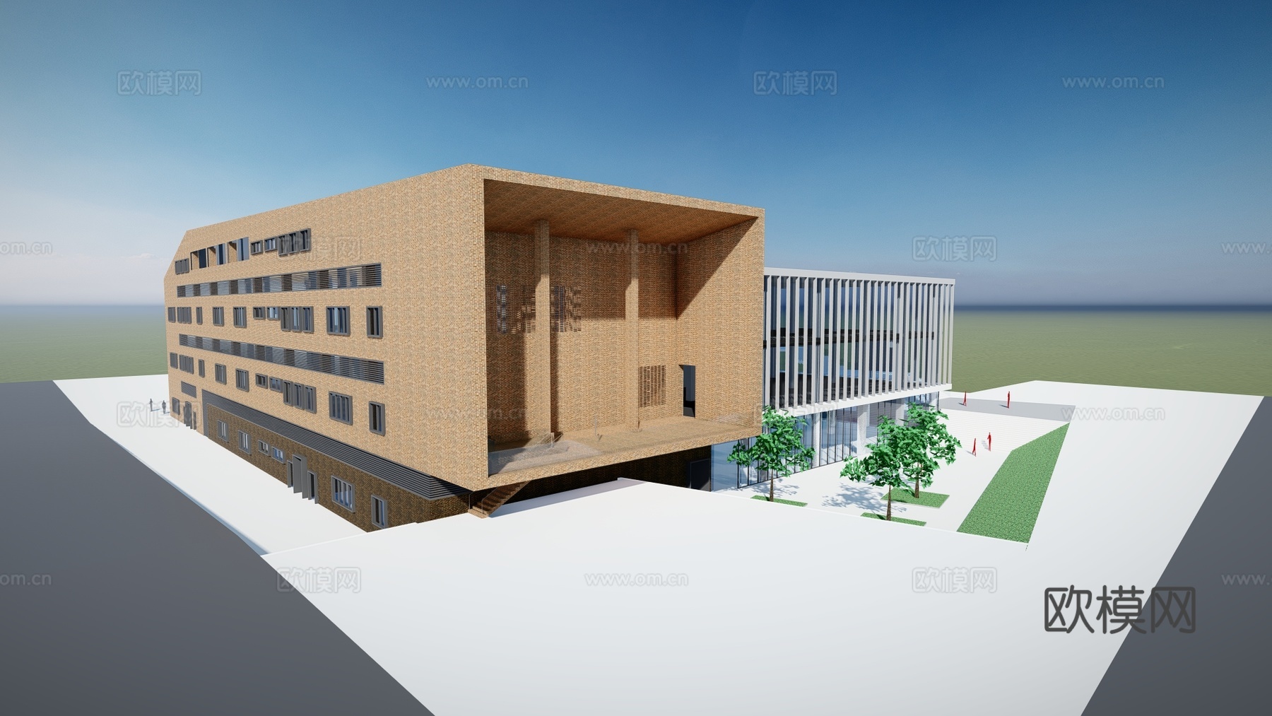现代博物馆建筑外观su模型下载