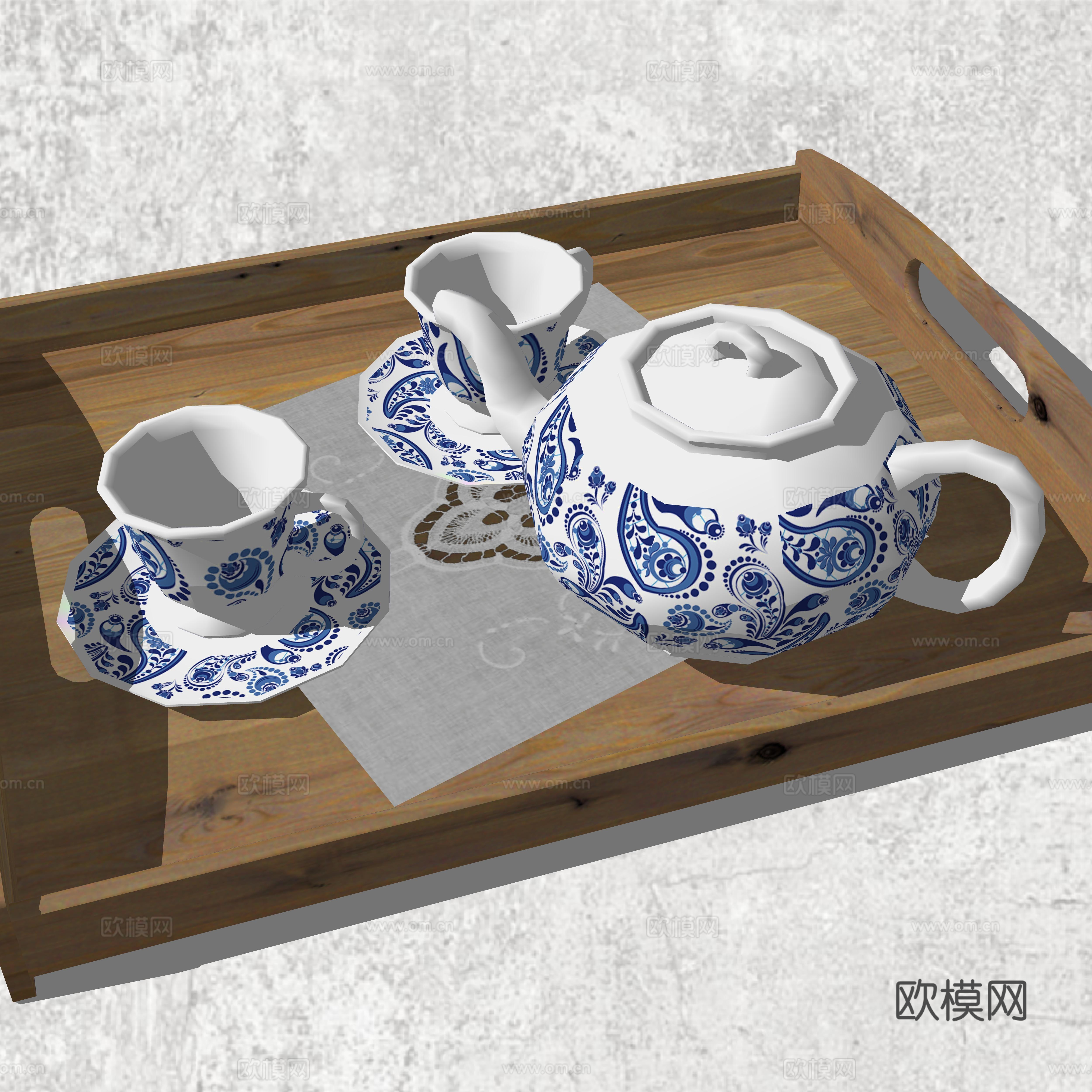 现代茶壶茶具su模型下载