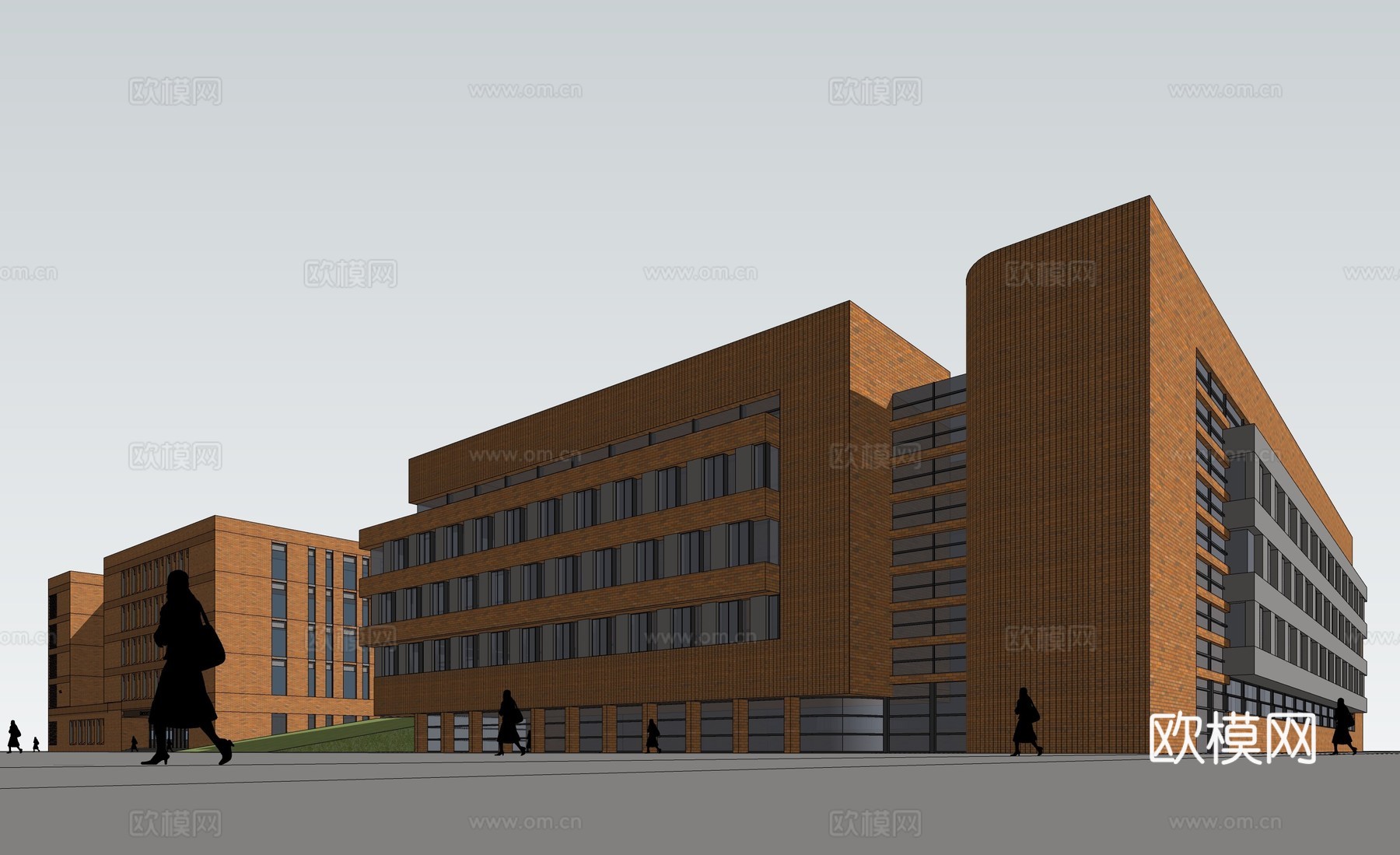 现代教学楼建筑外观su模型下载