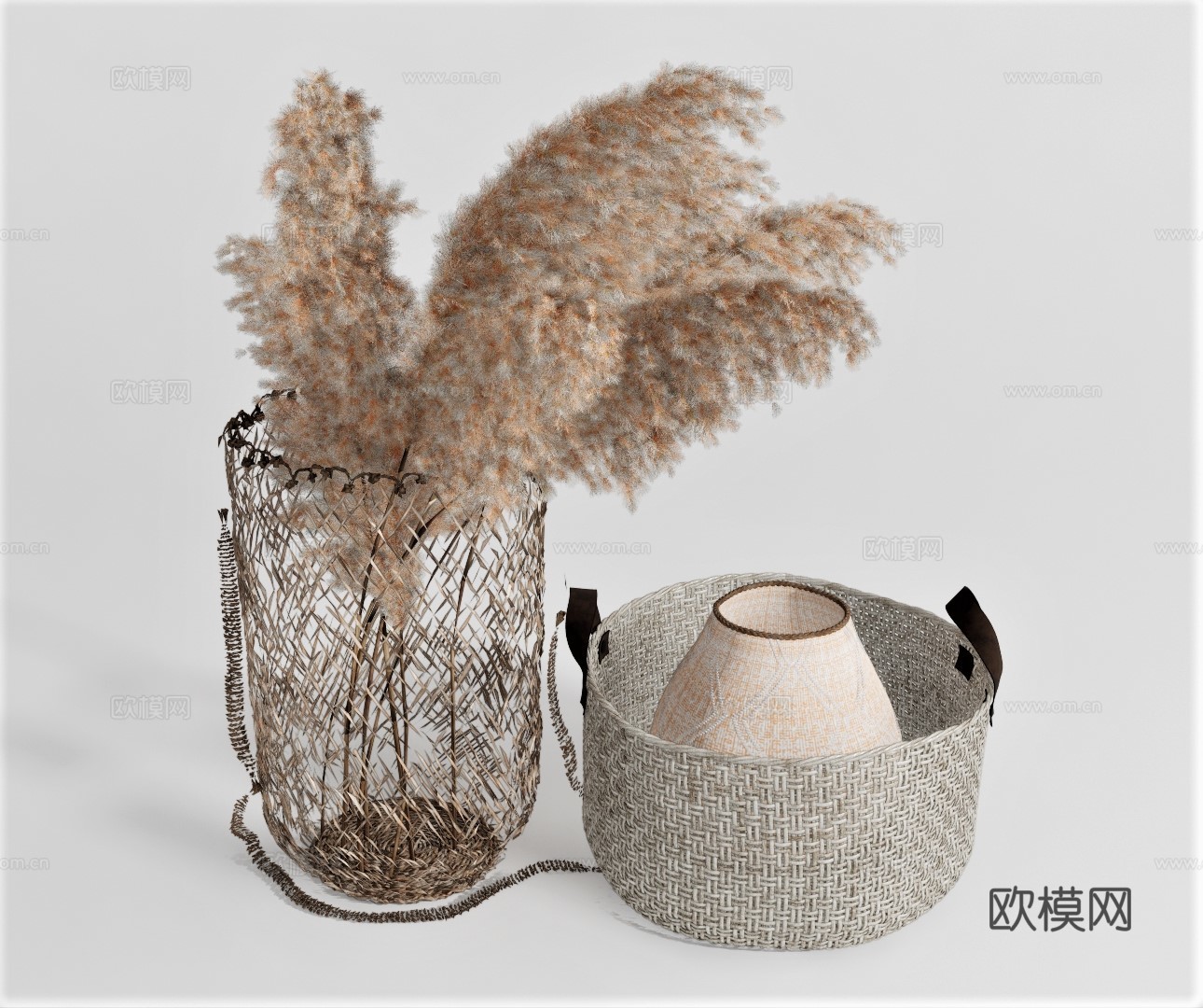 现代干花插花摆件su模型下载