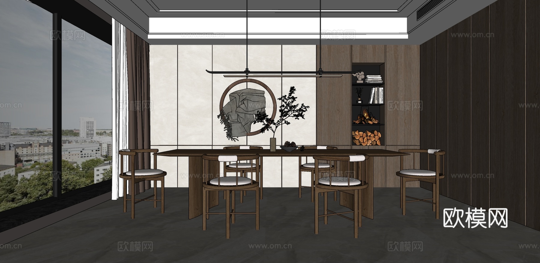 现代餐桌椅su模型下载