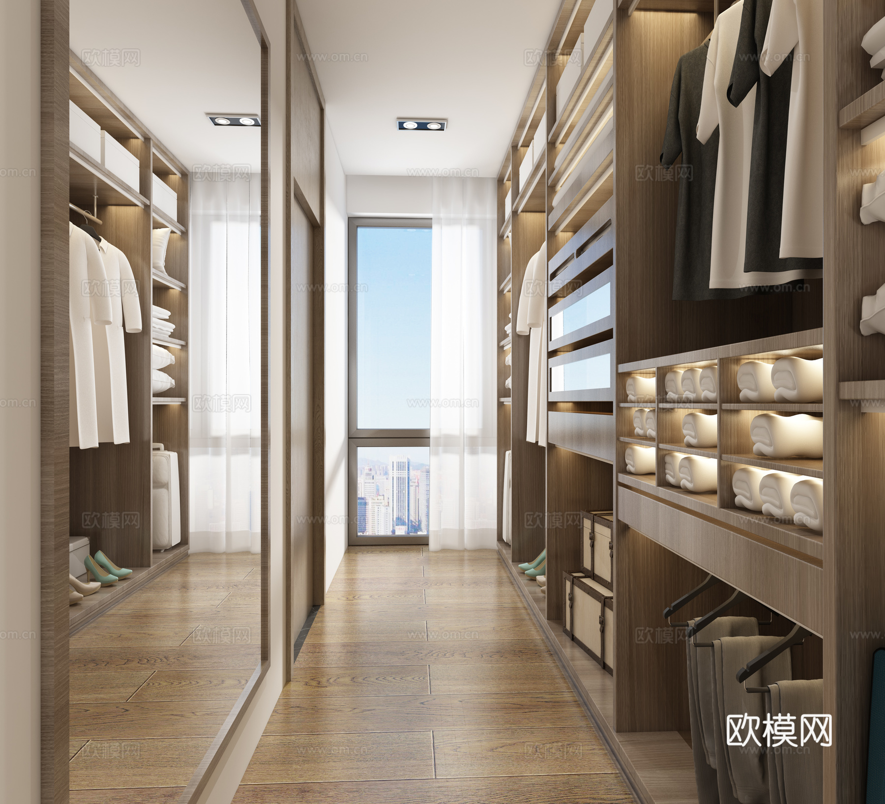 现代衣帽间 衣服组合3d模型