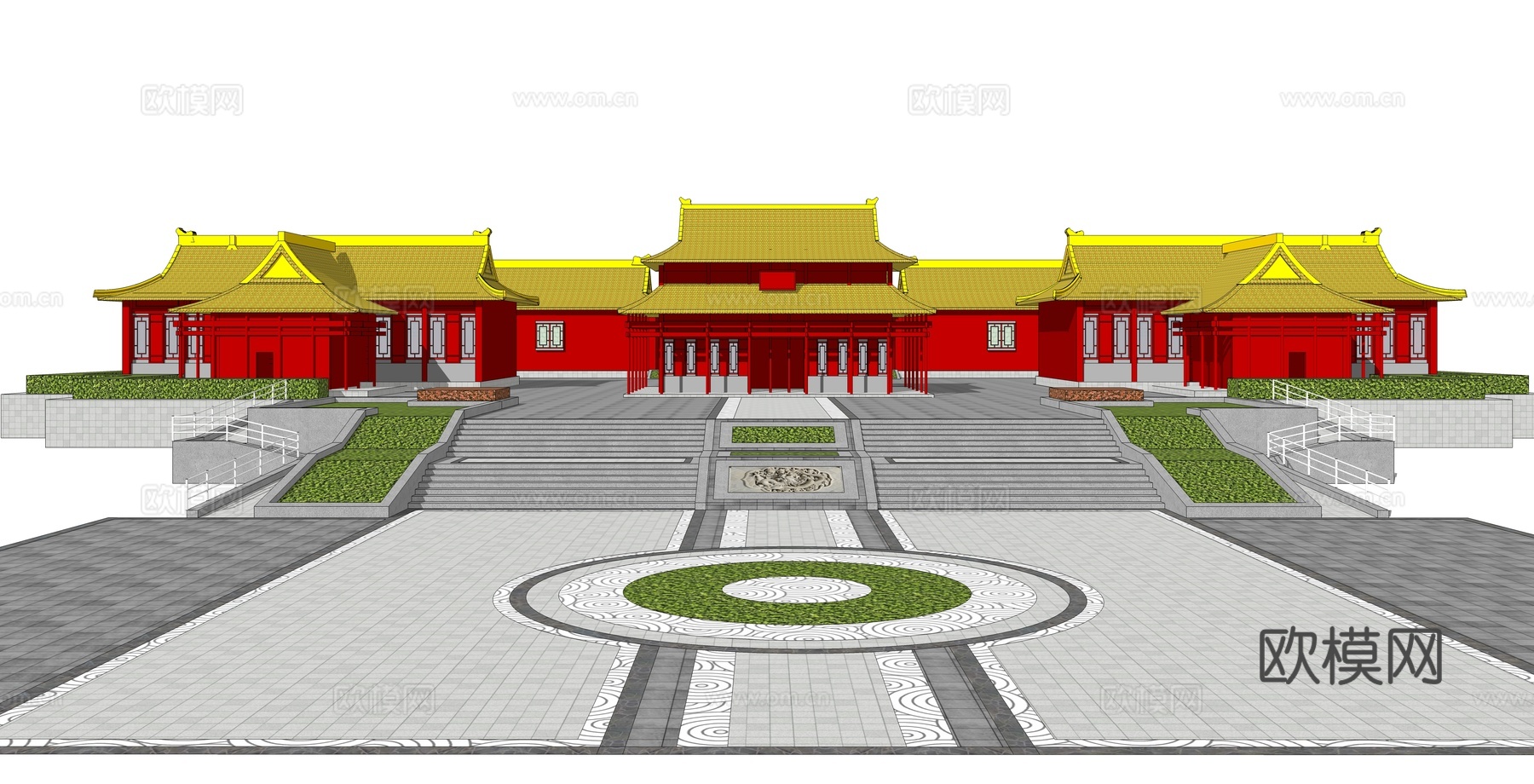 中式古建宫殿su模型下载