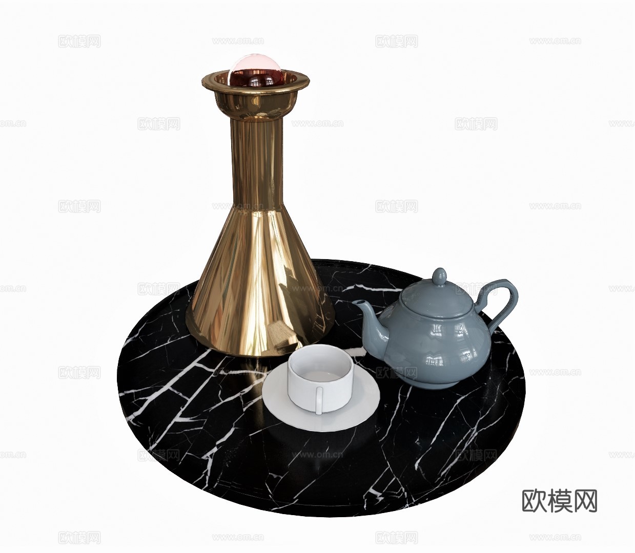 现代茶壶托盘su模型下载