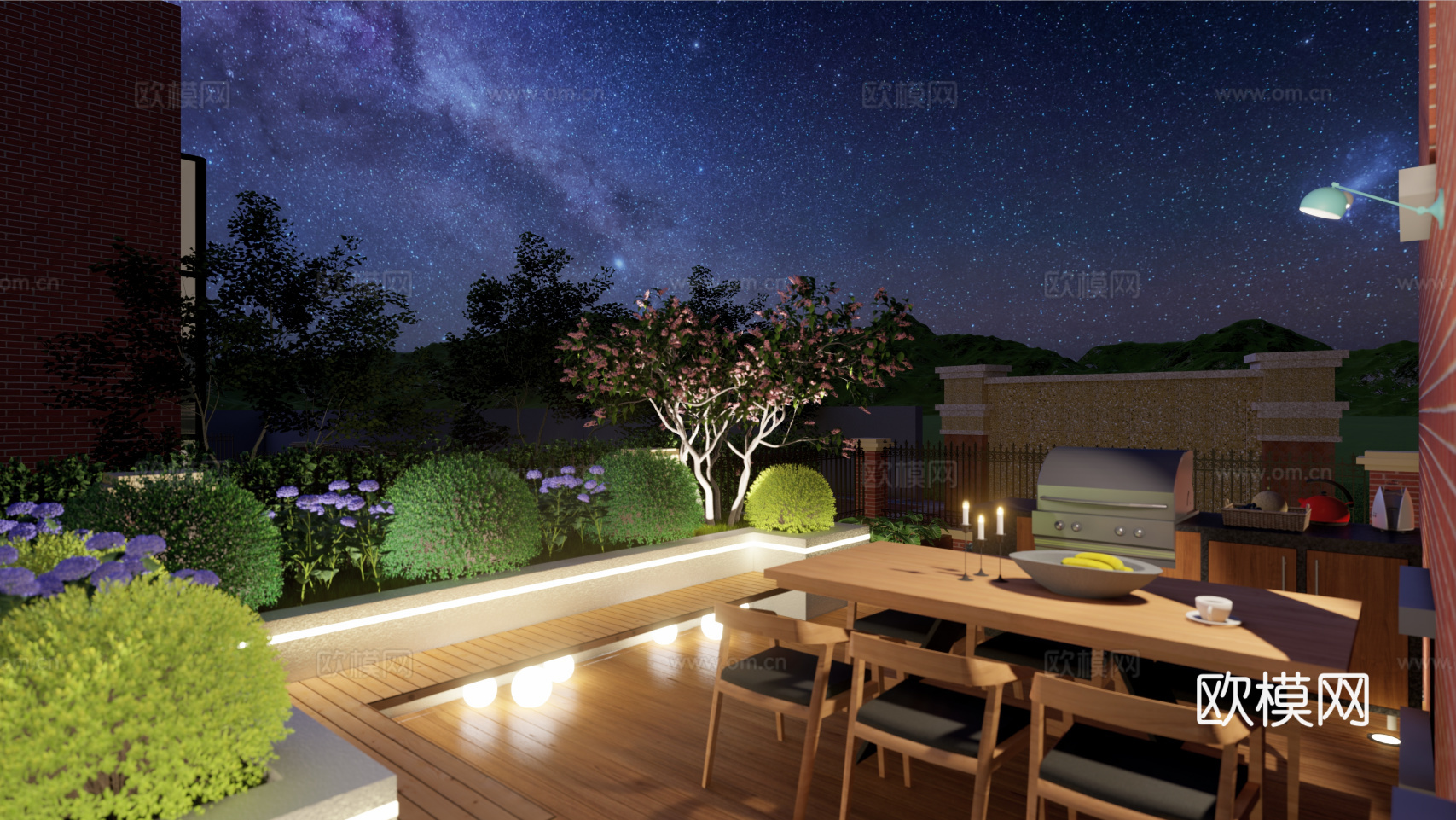 现代庭院花园su模型下载