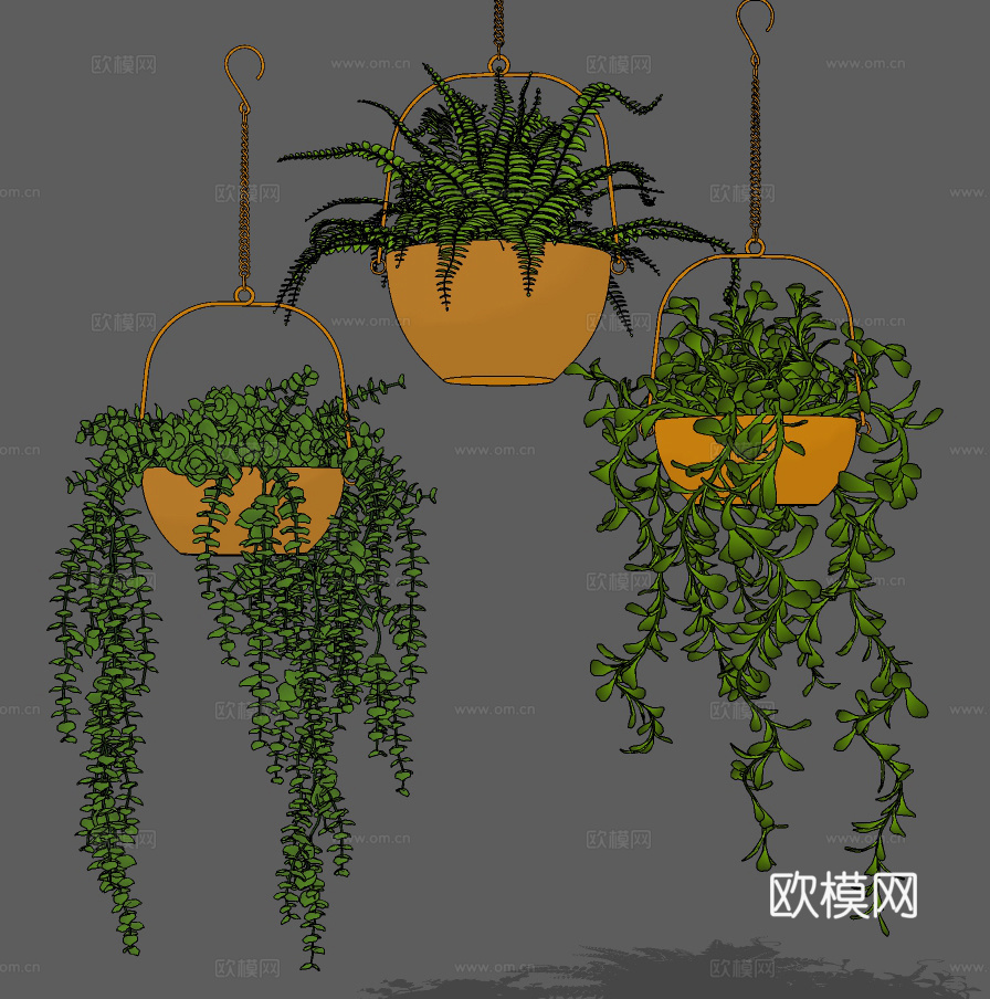 现代吊篮绿植盆栽su模型下载