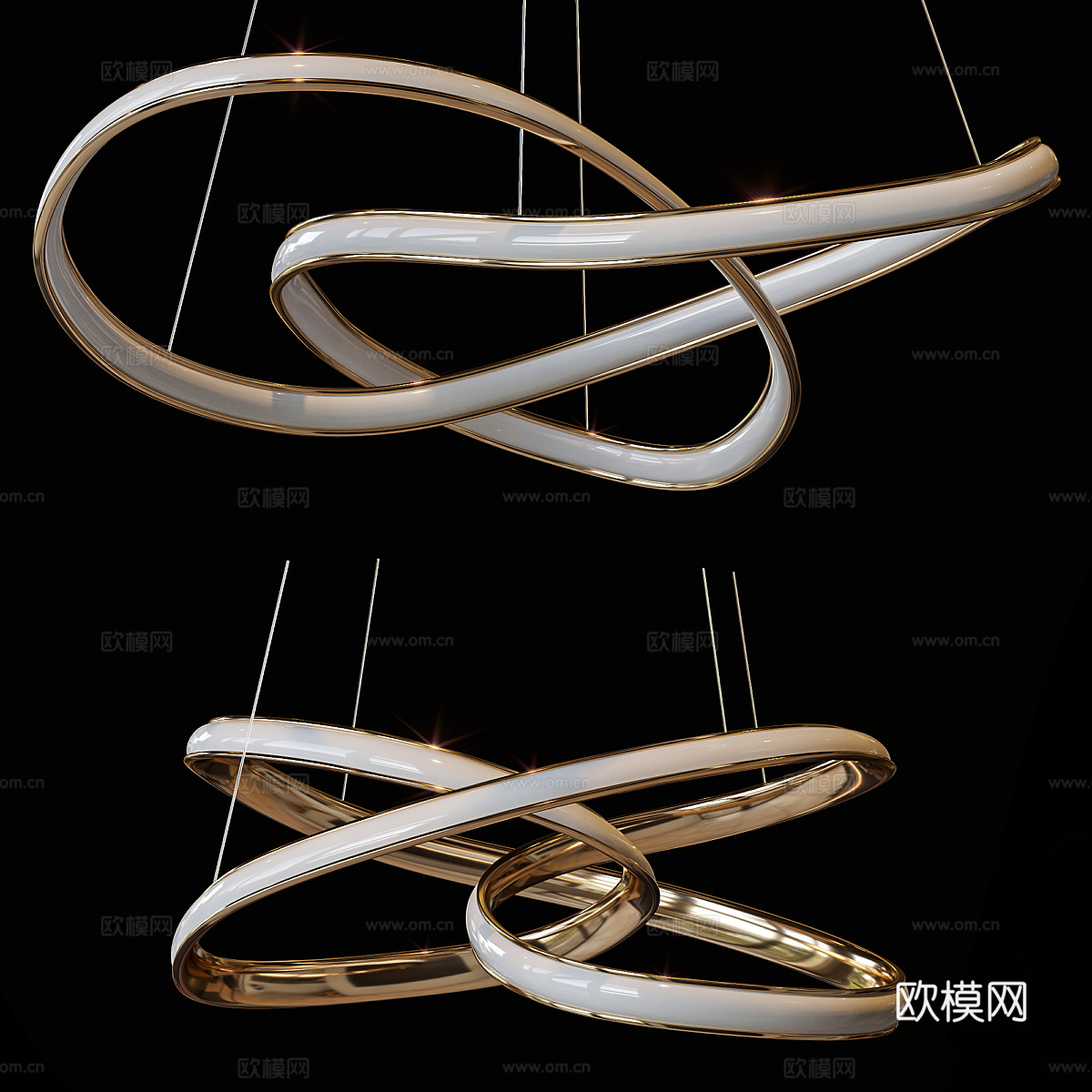现代轻奢线性装饰吊灯3d模型