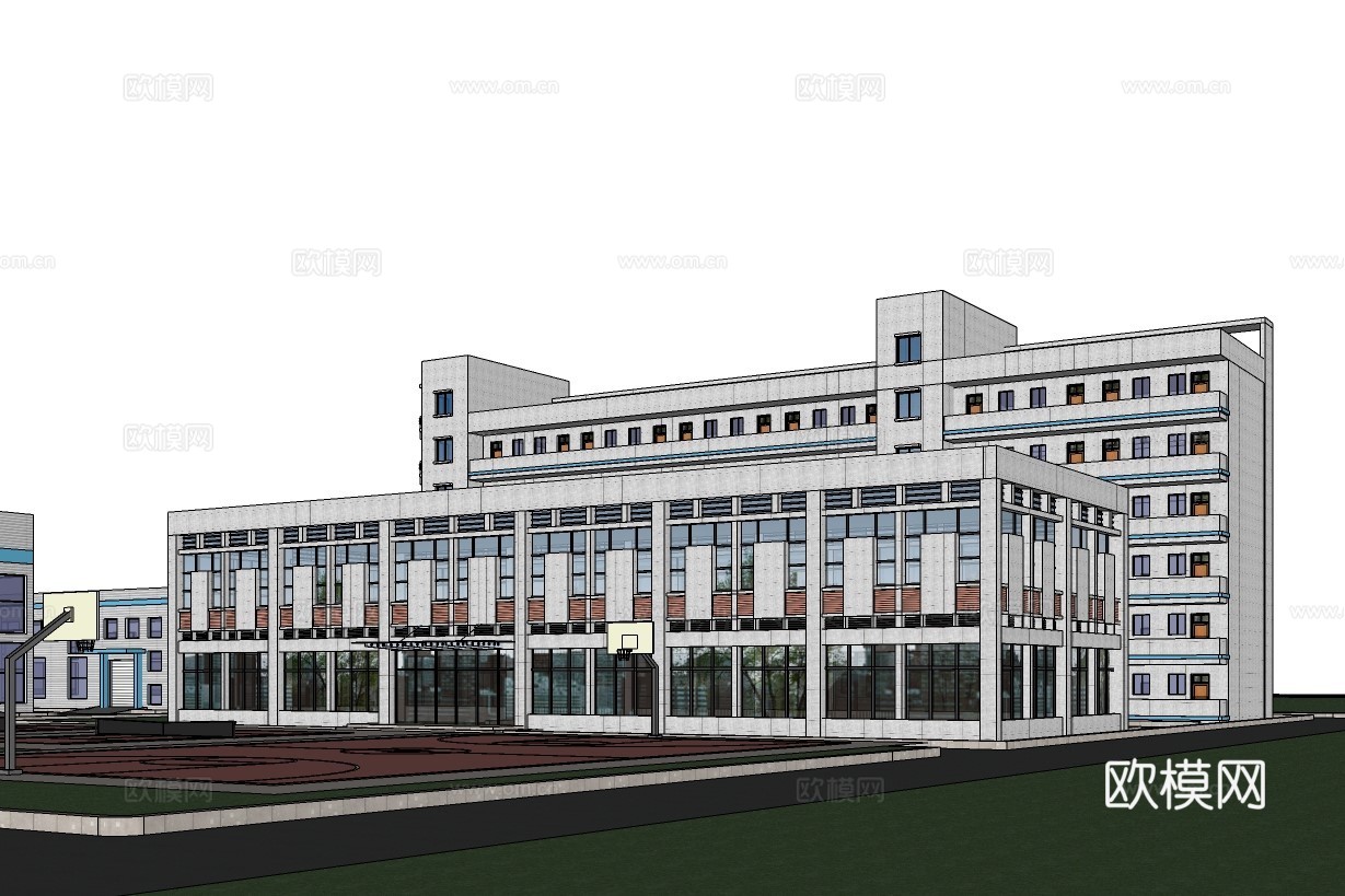 现代工业园建筑外观su模型下载