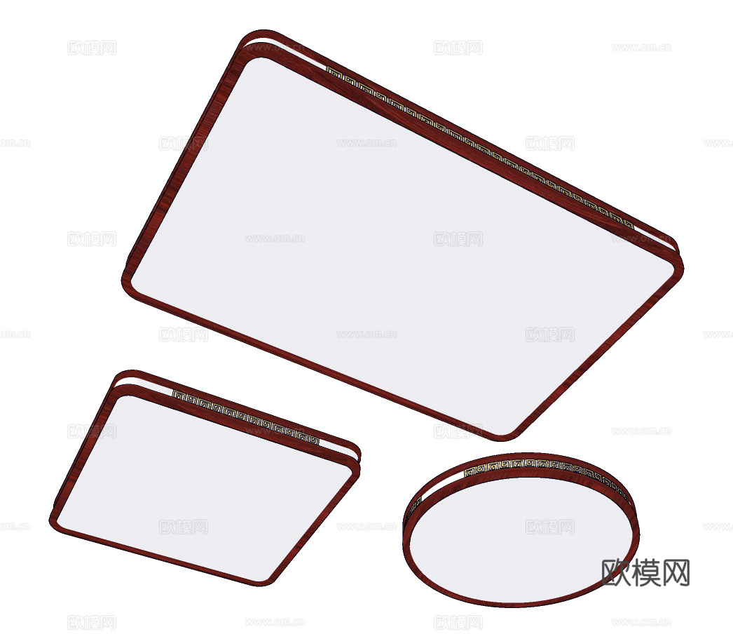新中式时尚吸顶灯su模型下载