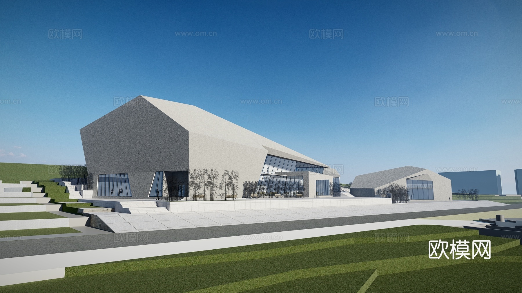 现代博物馆建筑外观su模型下载