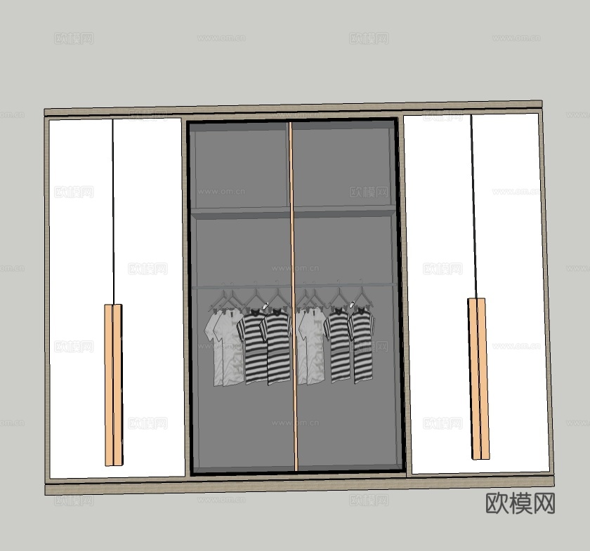 现代玻璃衣柜su模型下载