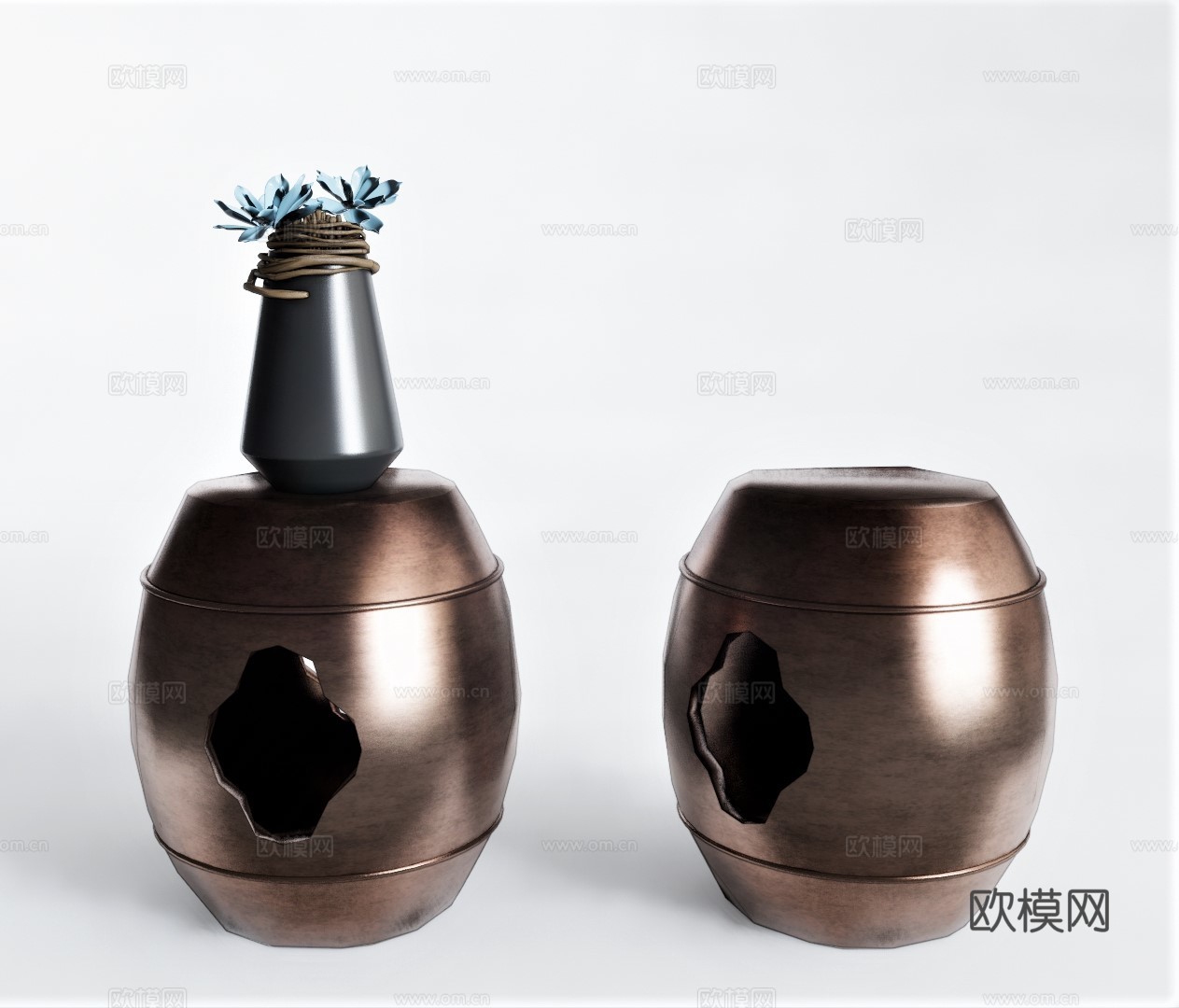 新中式凳子圆凳su模型下载