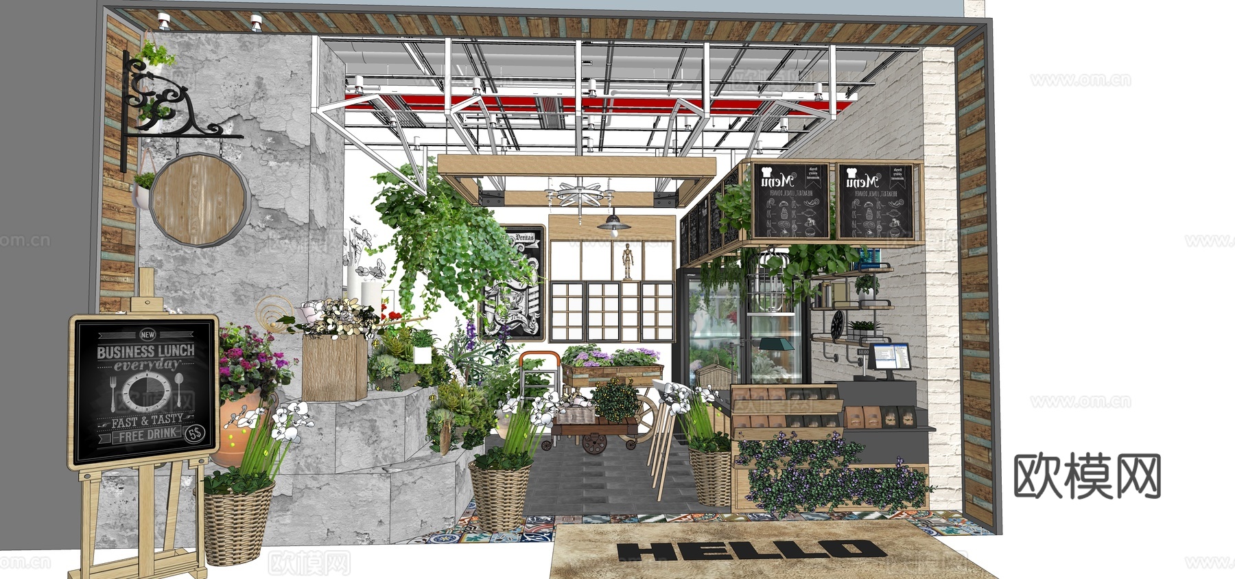 现代花店su模型下载