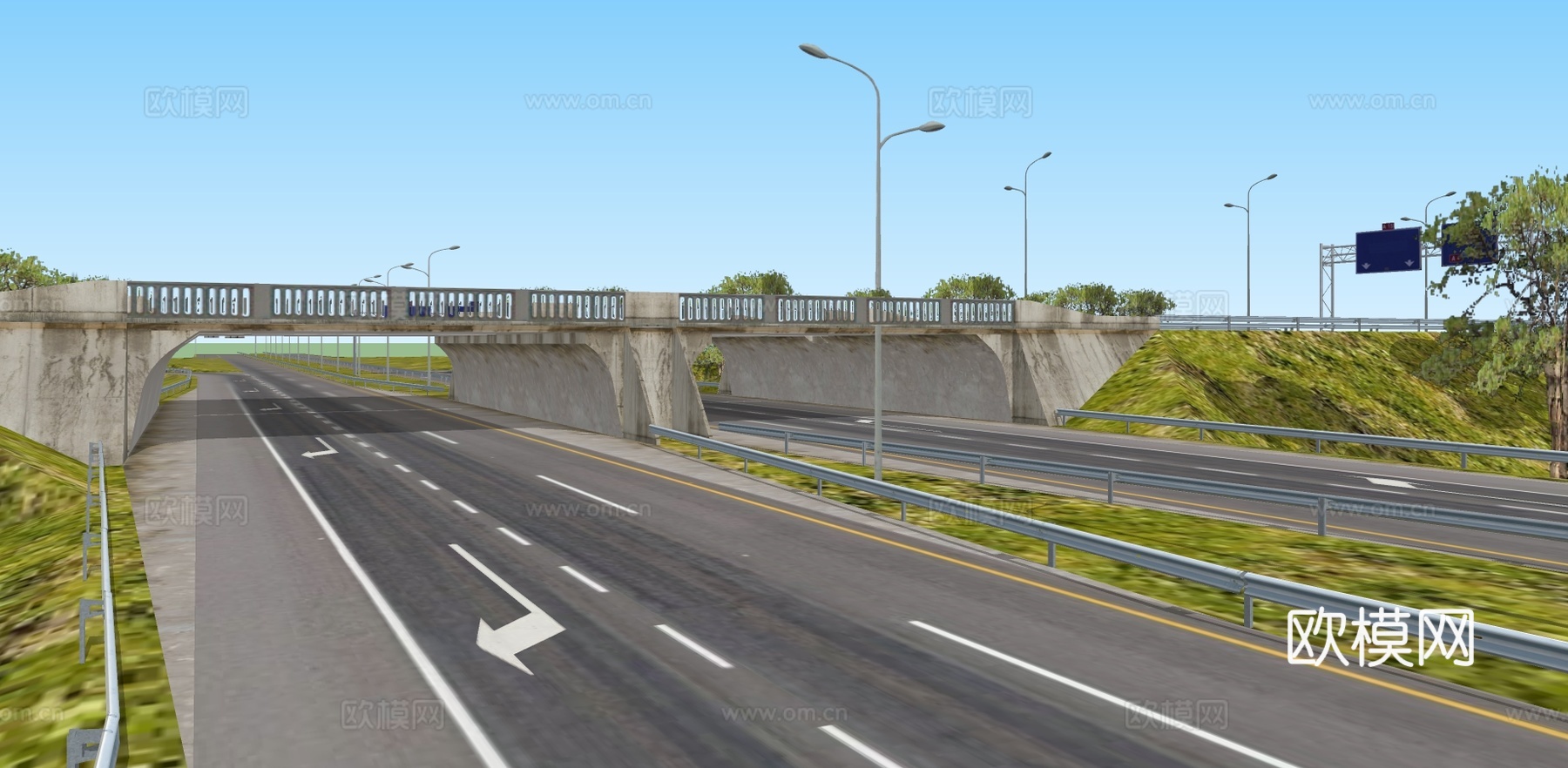 现代山路高速路道路规划su模型下载