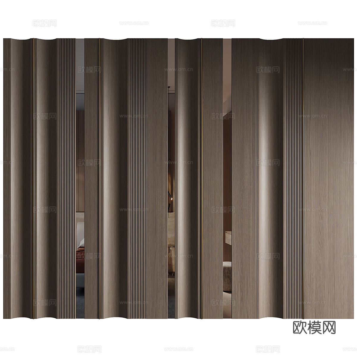 新中式装饰墙板3d模型