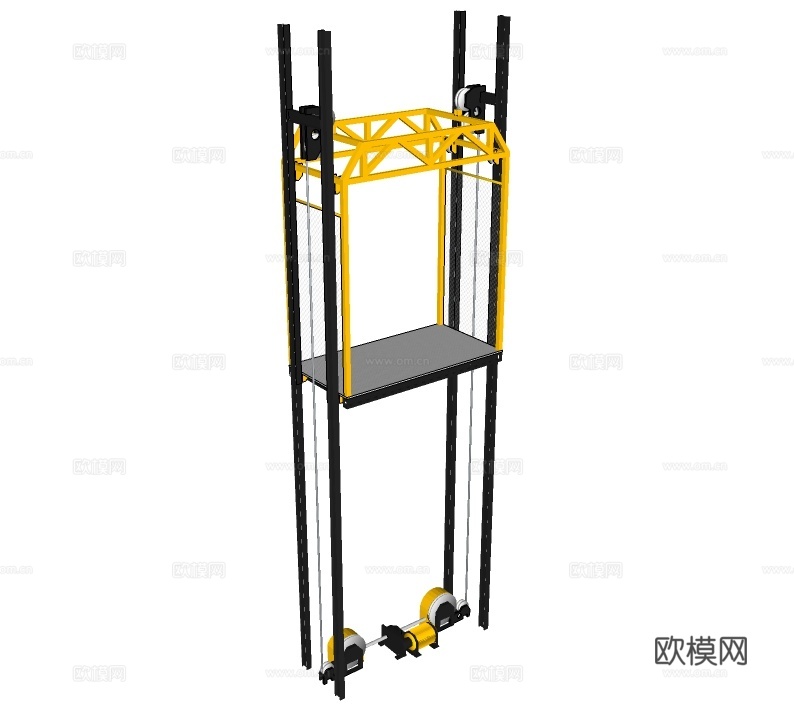 现代工地升降机su模型下载