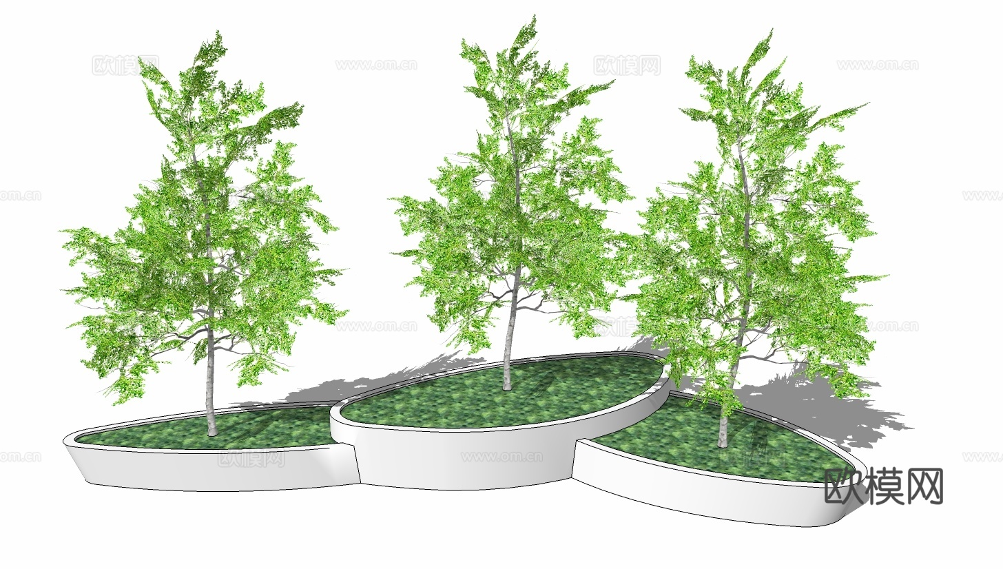 现代景观树池su模型下载