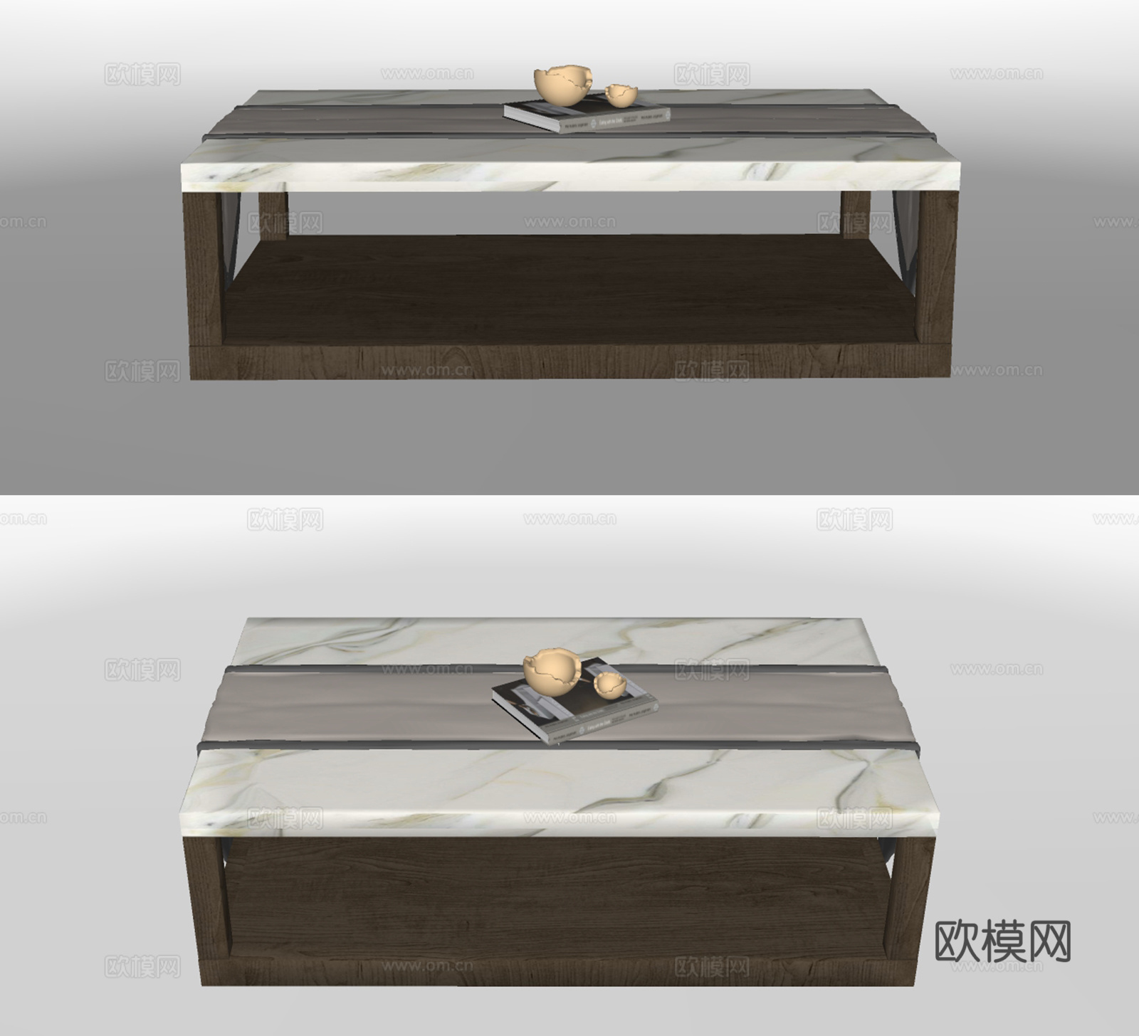 现代大理石茶几su模型下载