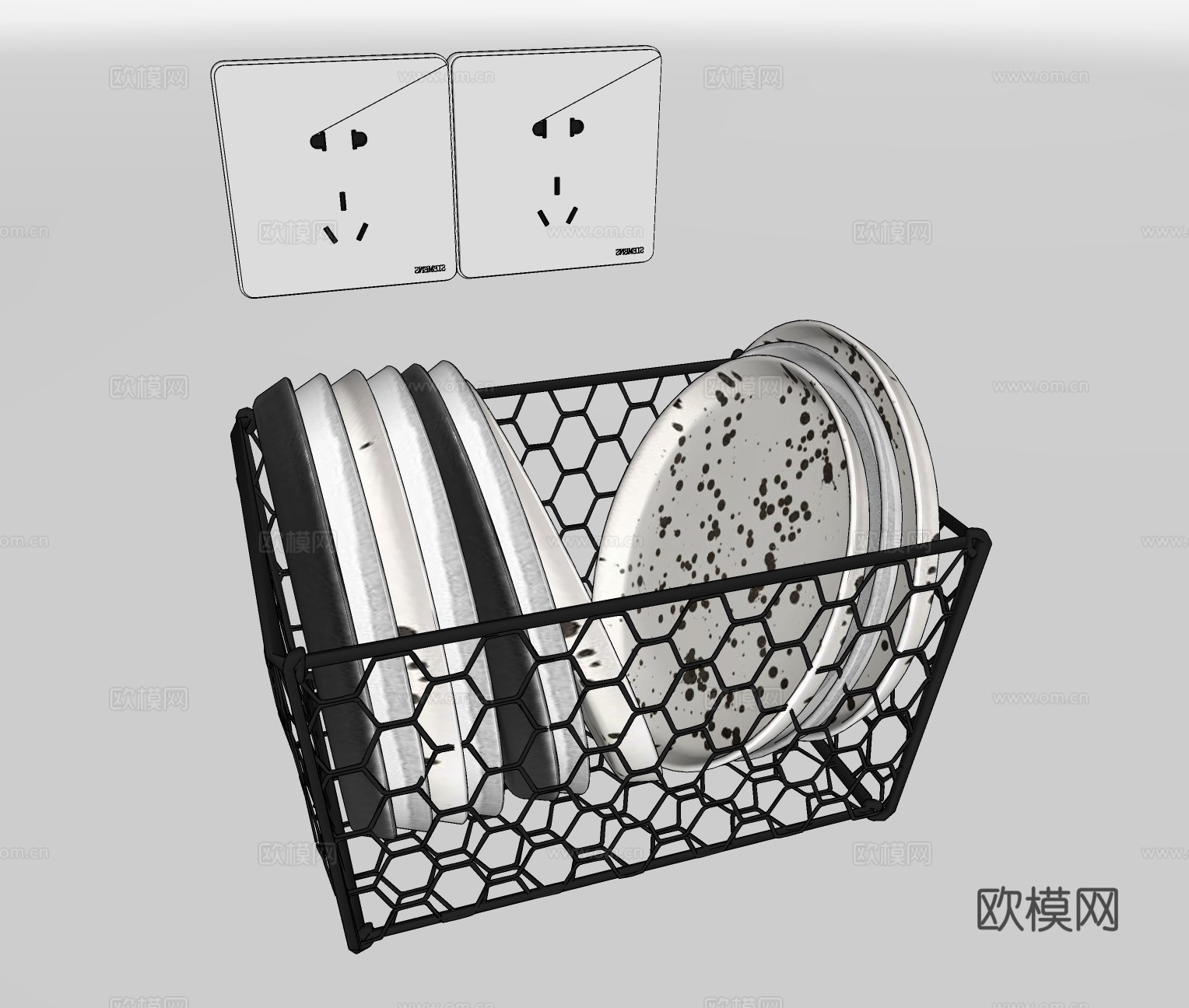 现代餐具置物架su模型下载