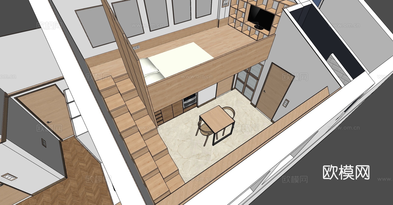 现代全屋家装su模型下载