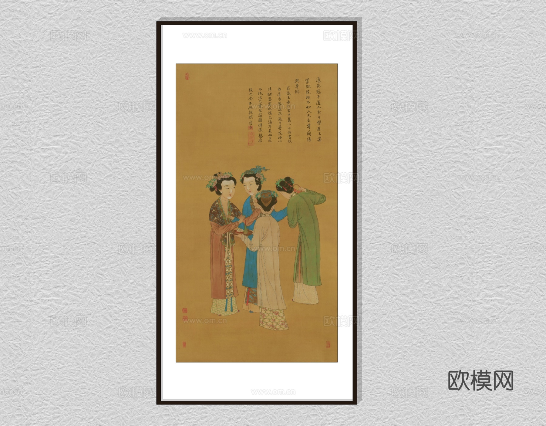 新中式水墨画装饰画su模型下载