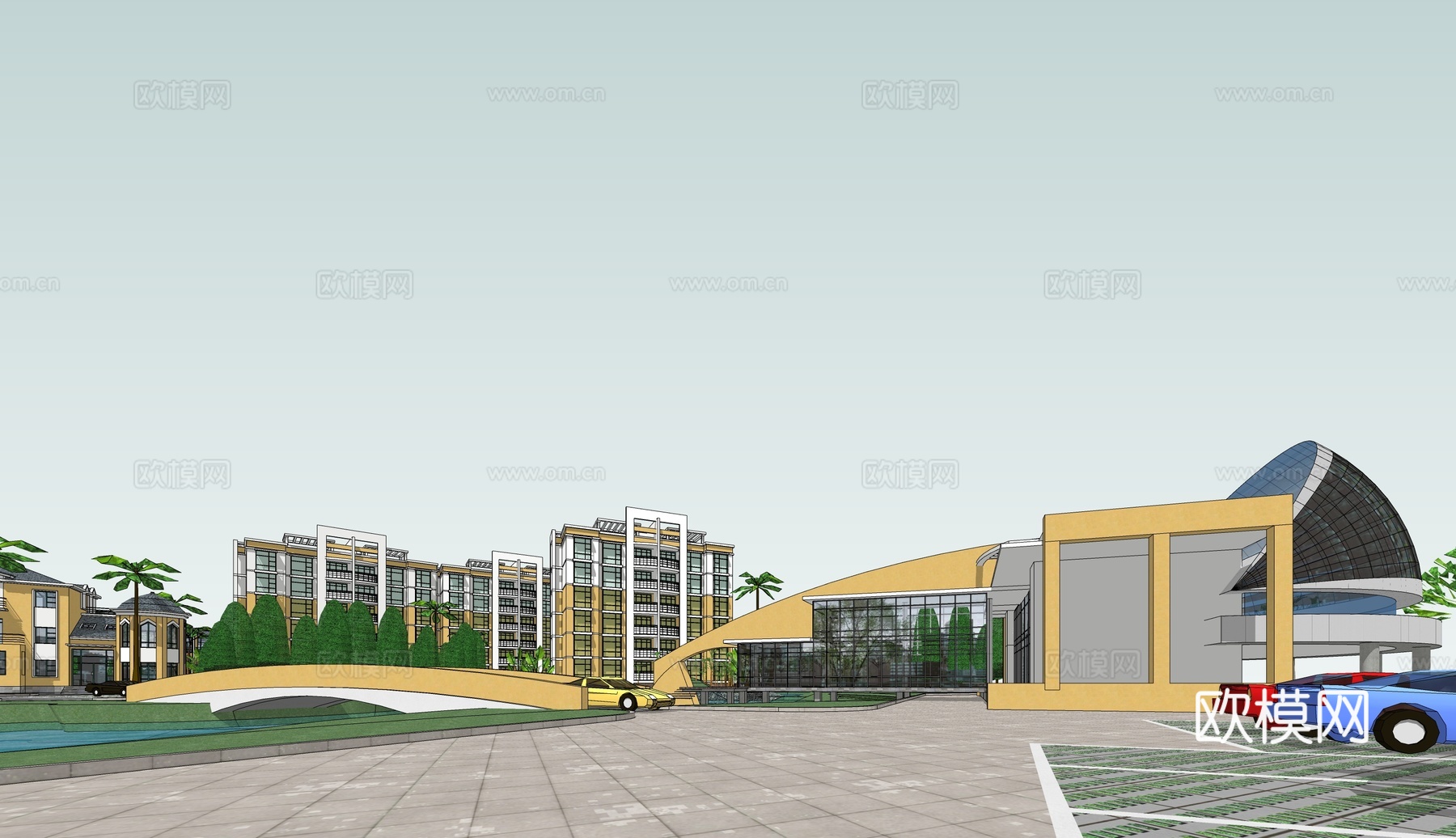现代超大型小区居住区su模型下载