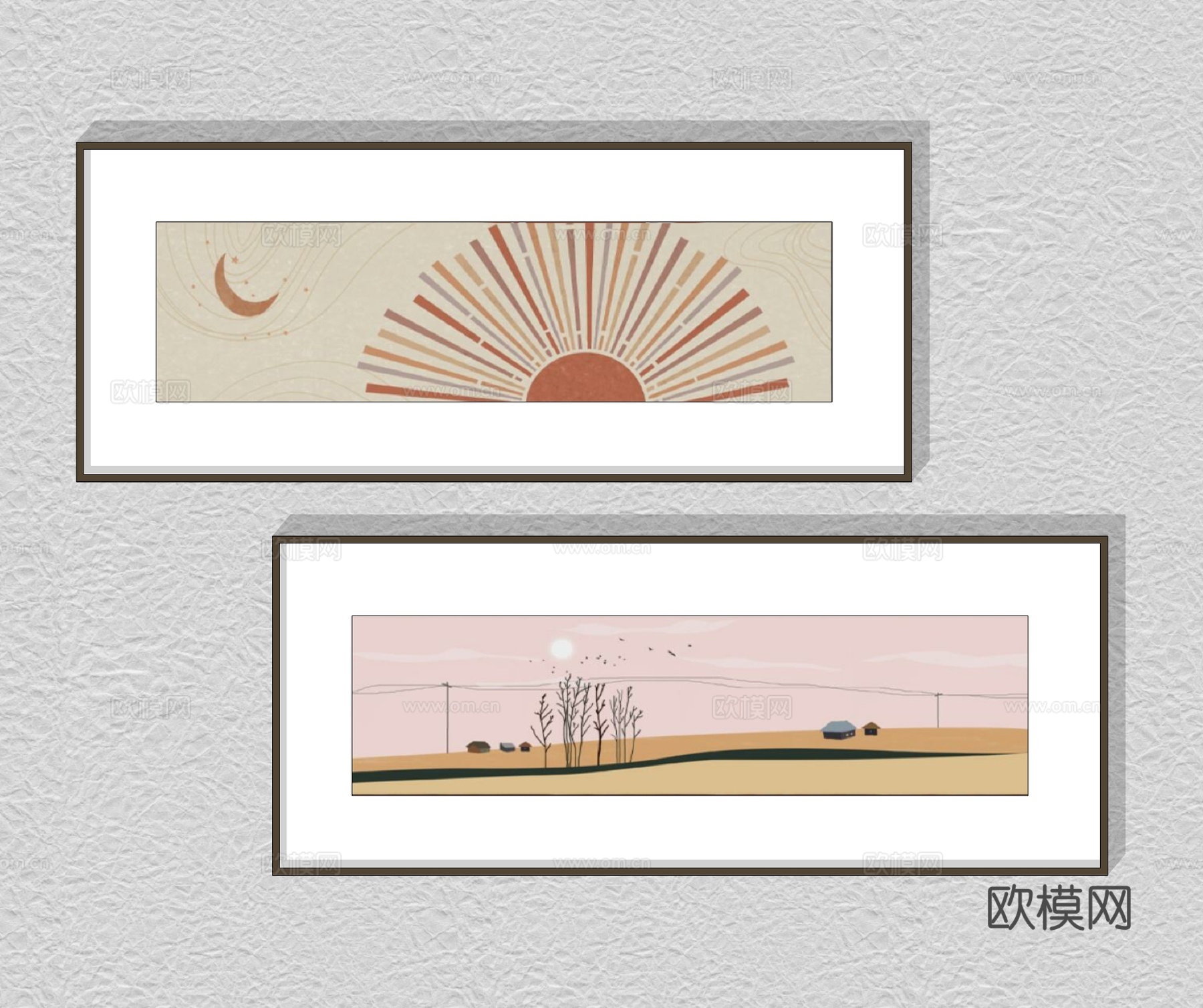 现代装饰画挂画su模型下载