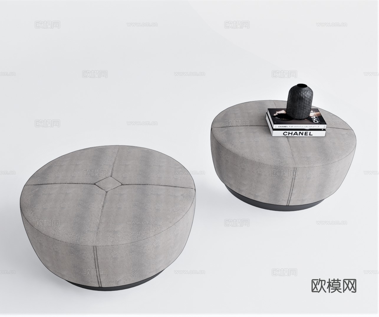 现代布艺沙发凳su模型下载