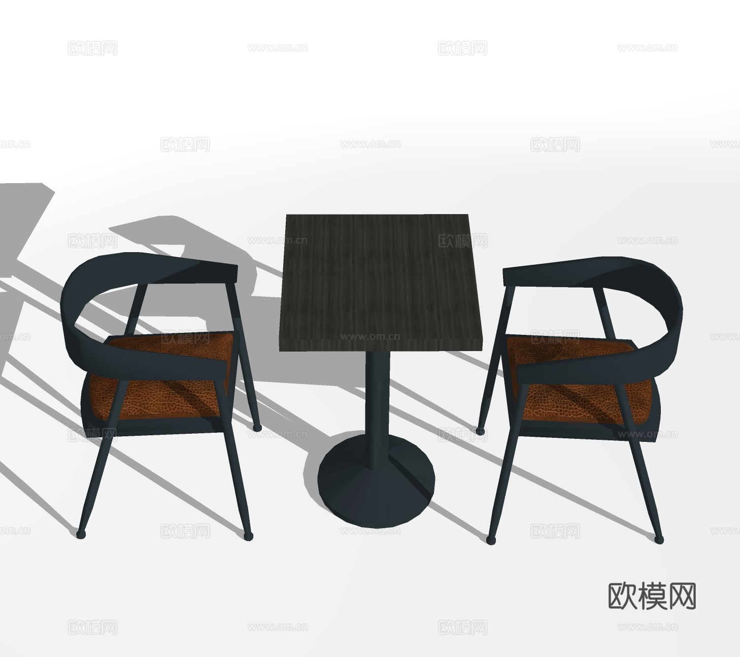 现代方形餐桌椅su模型下载