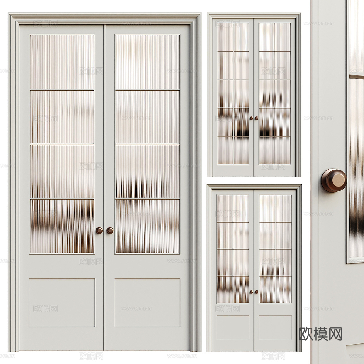 现代轻奢玻璃双开门3d模型