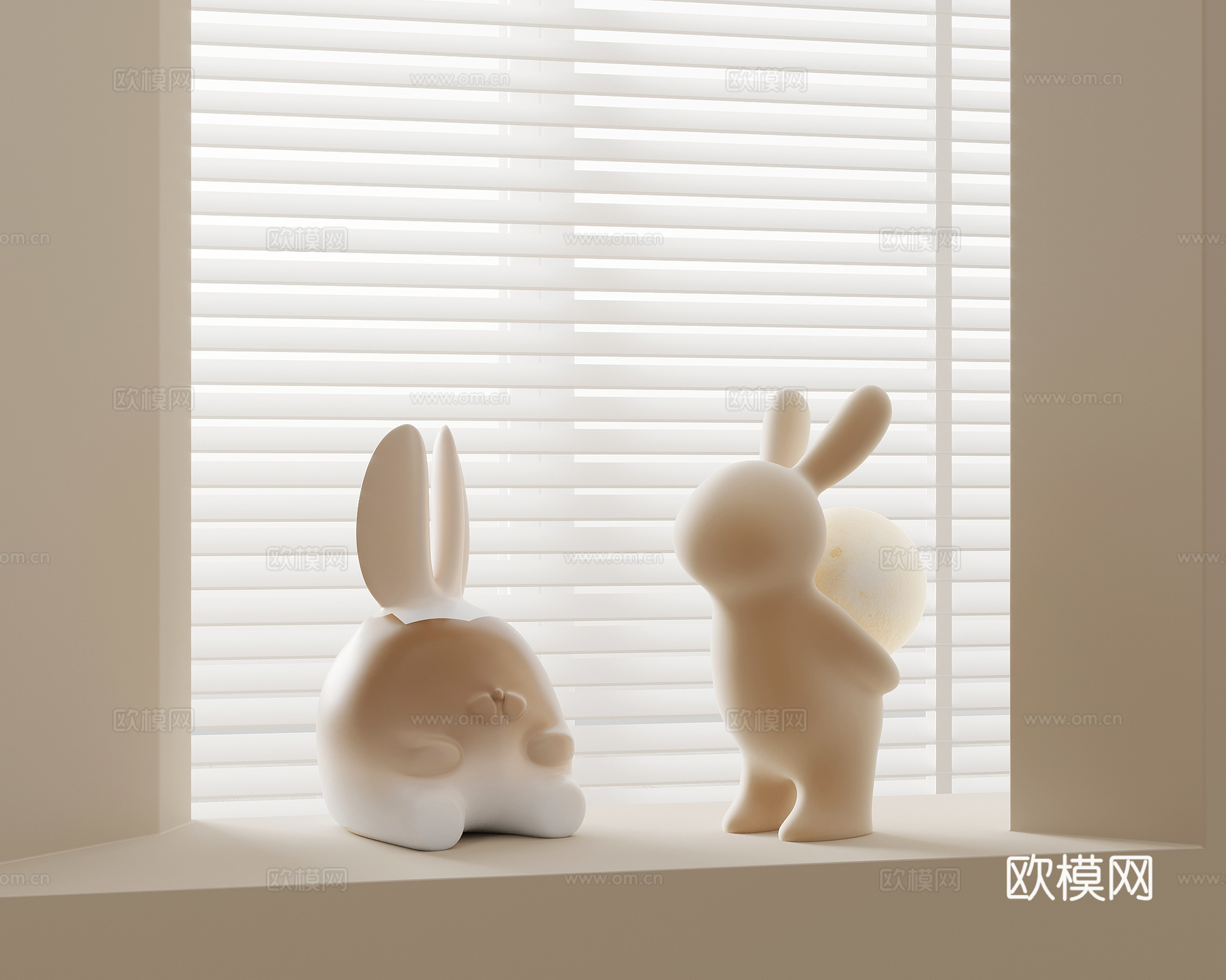 08现代摆件 兔子灯3d模型
